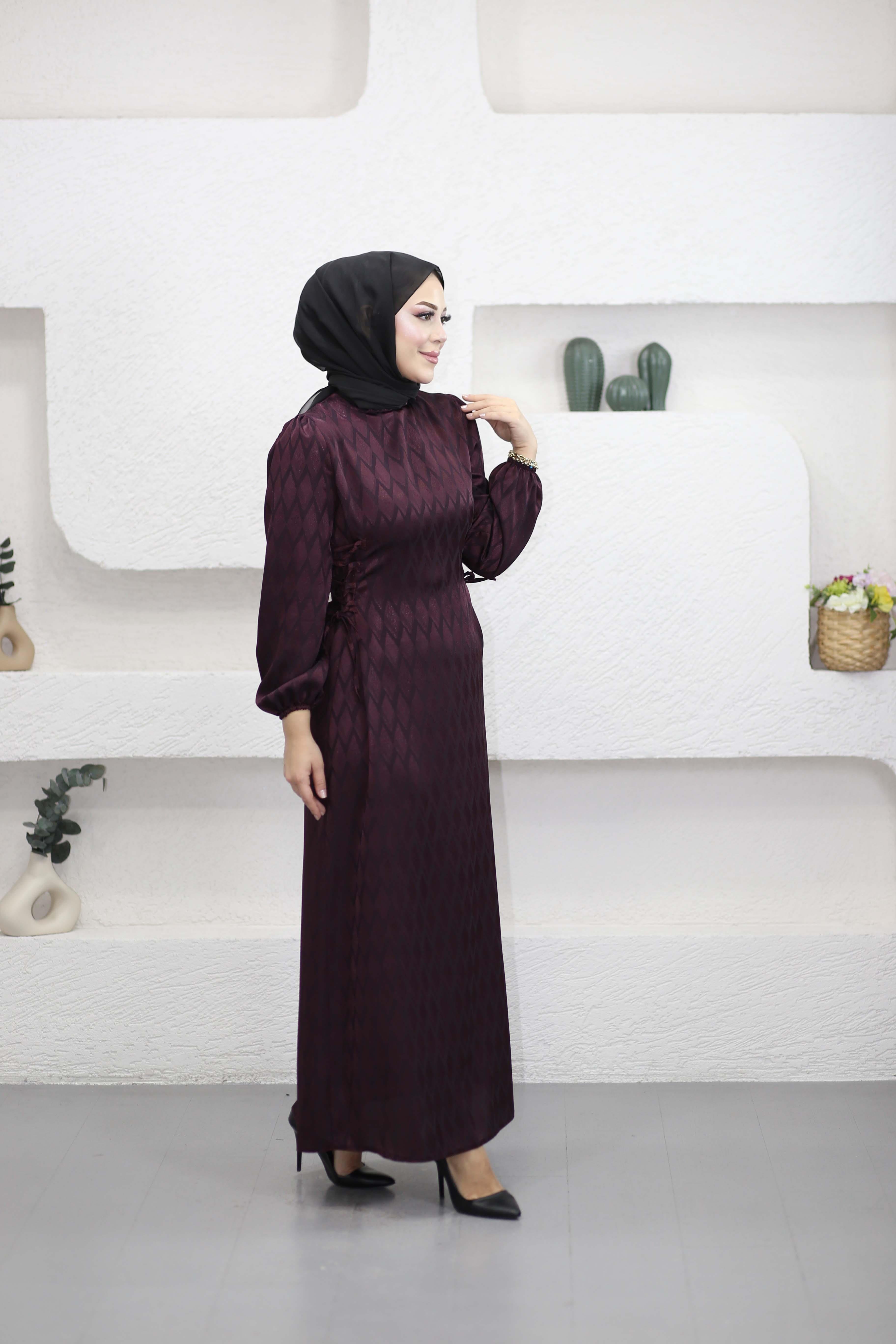 Yanı Bağlamalı Elbise Mürdüm 6088