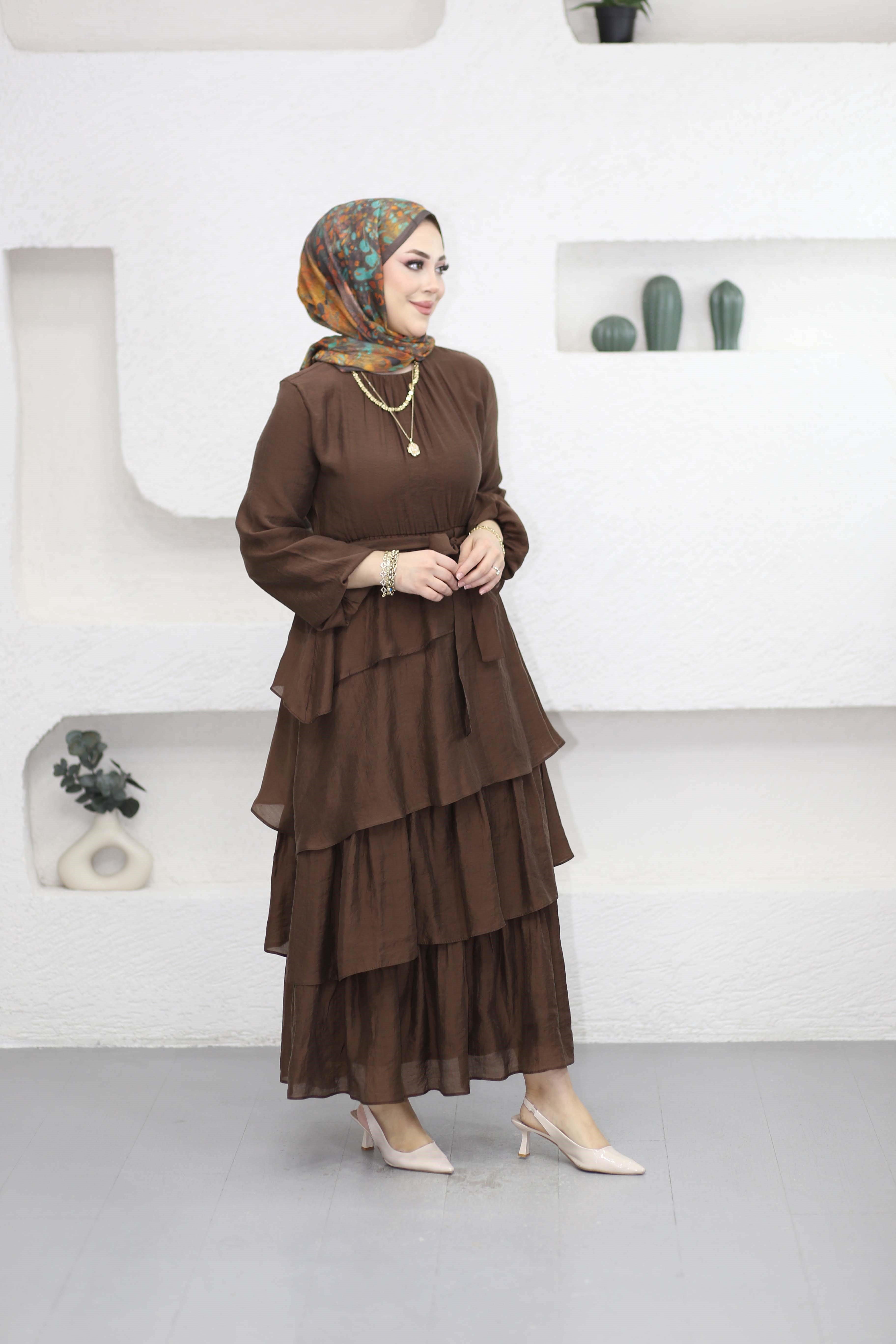 Kat kat Elbise Kahverengi 1643