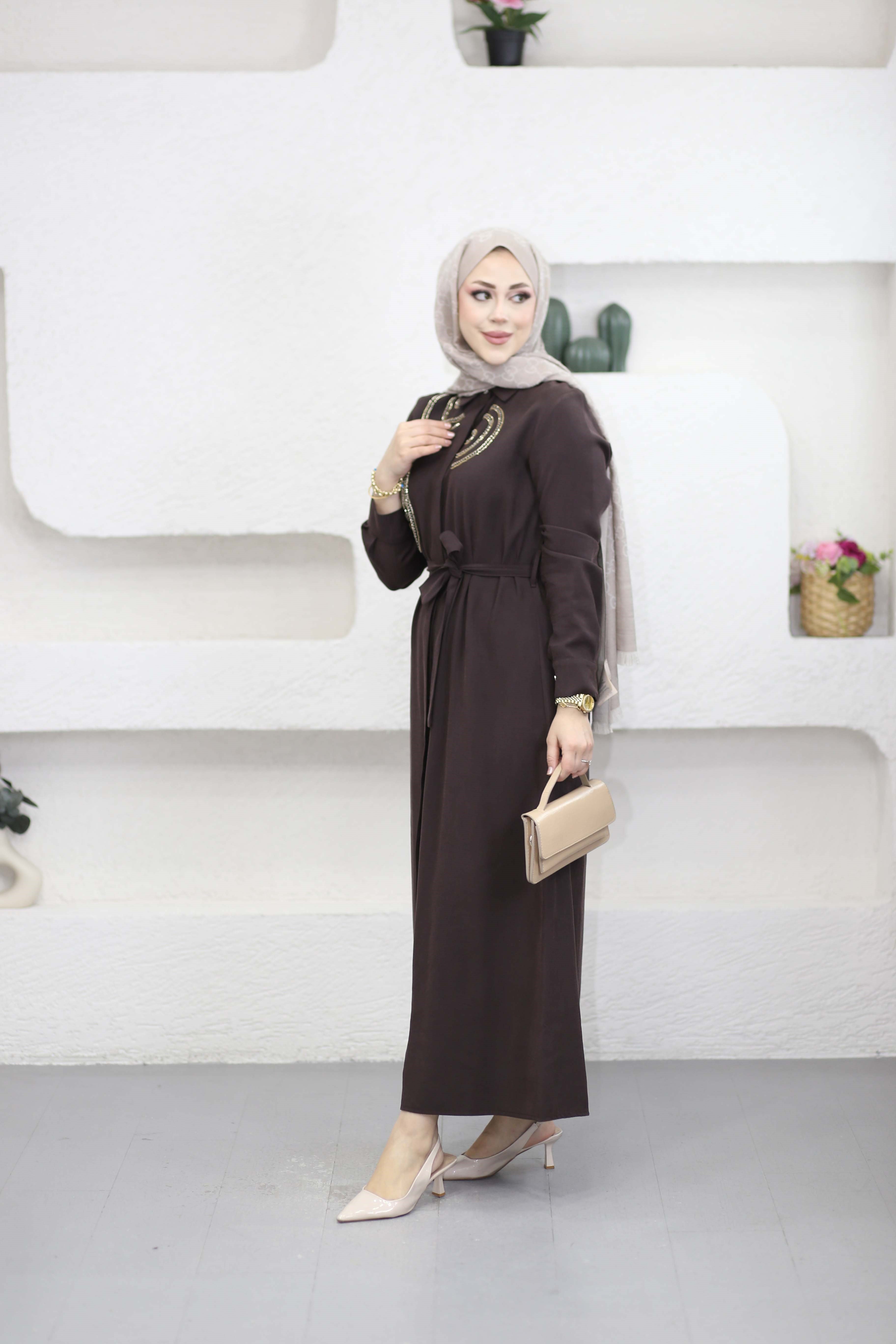 Asya Elbise Kahverengi 1502