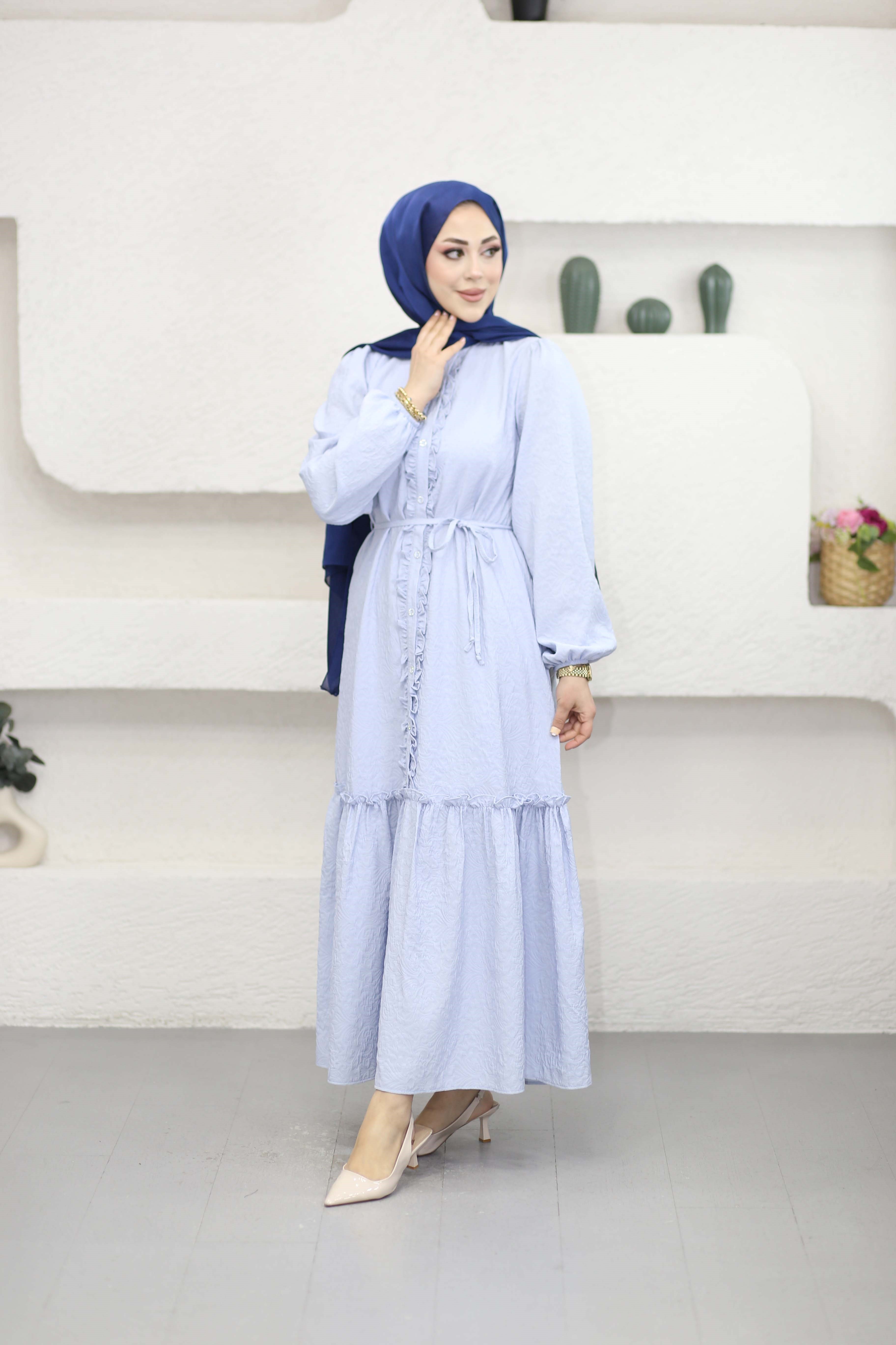 Gofre Elbise Bebe Mavi 1503