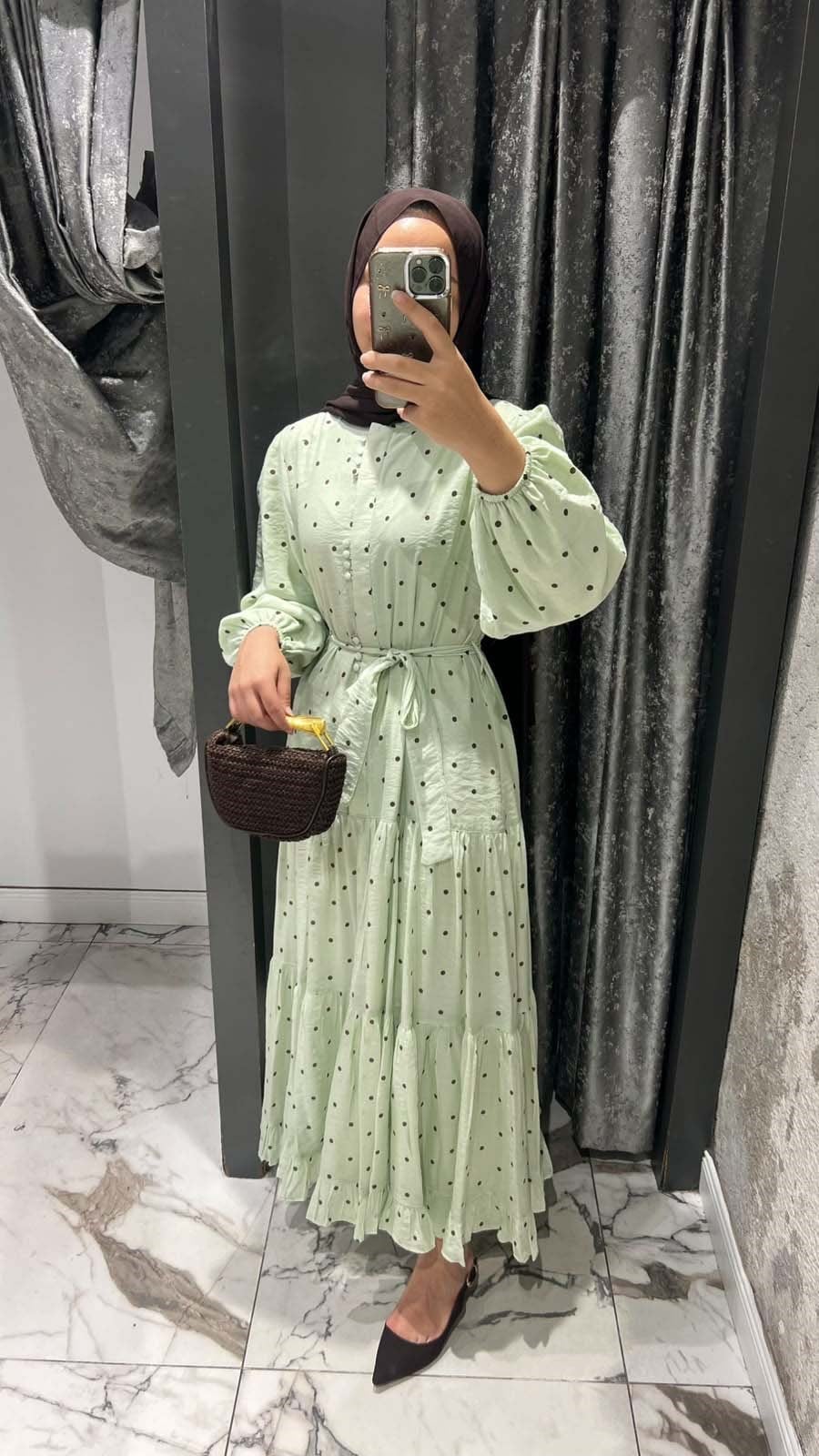 Puantiye Elbise Mint 1602