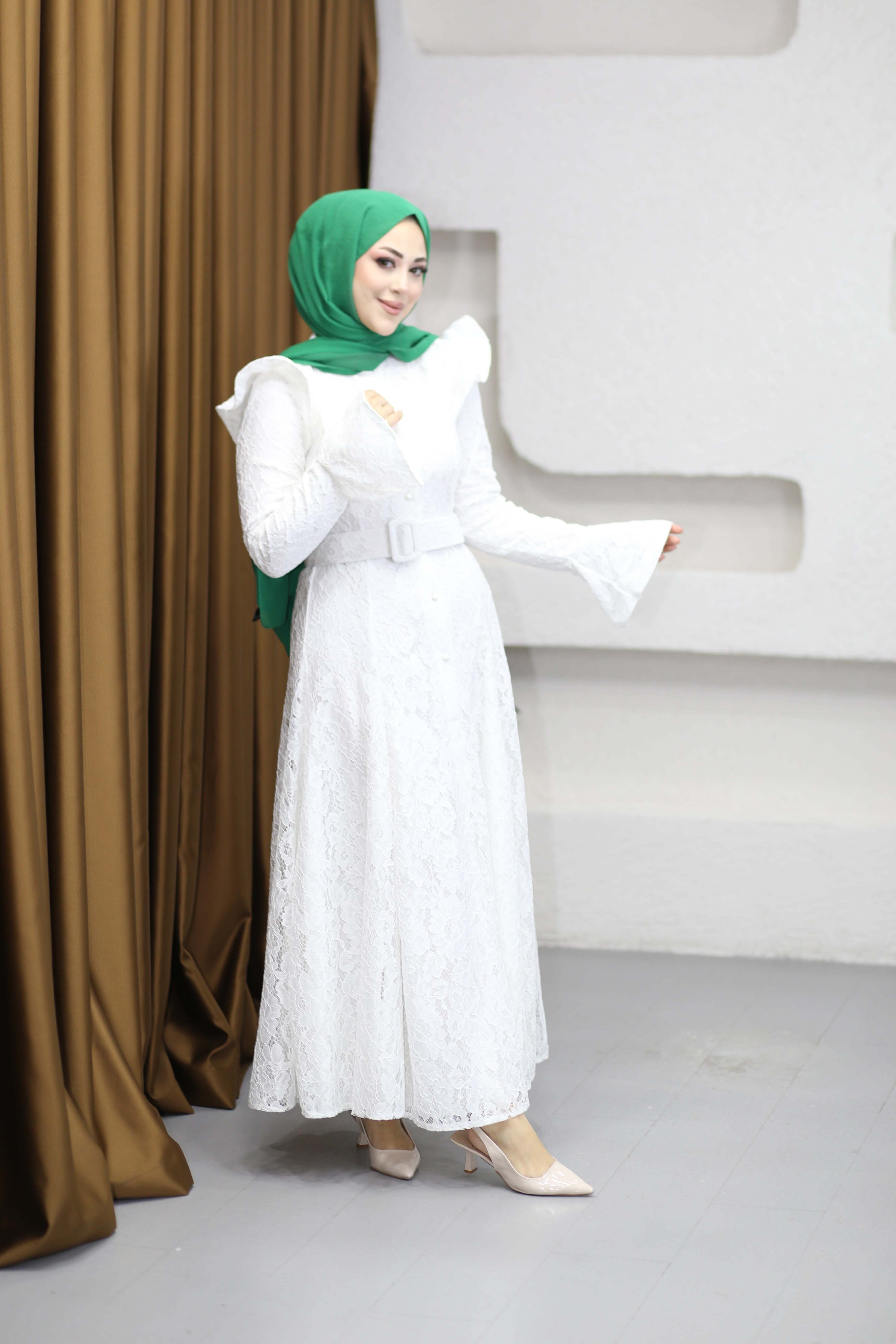 Ivary Dantelli Elbise Beyaz 5772