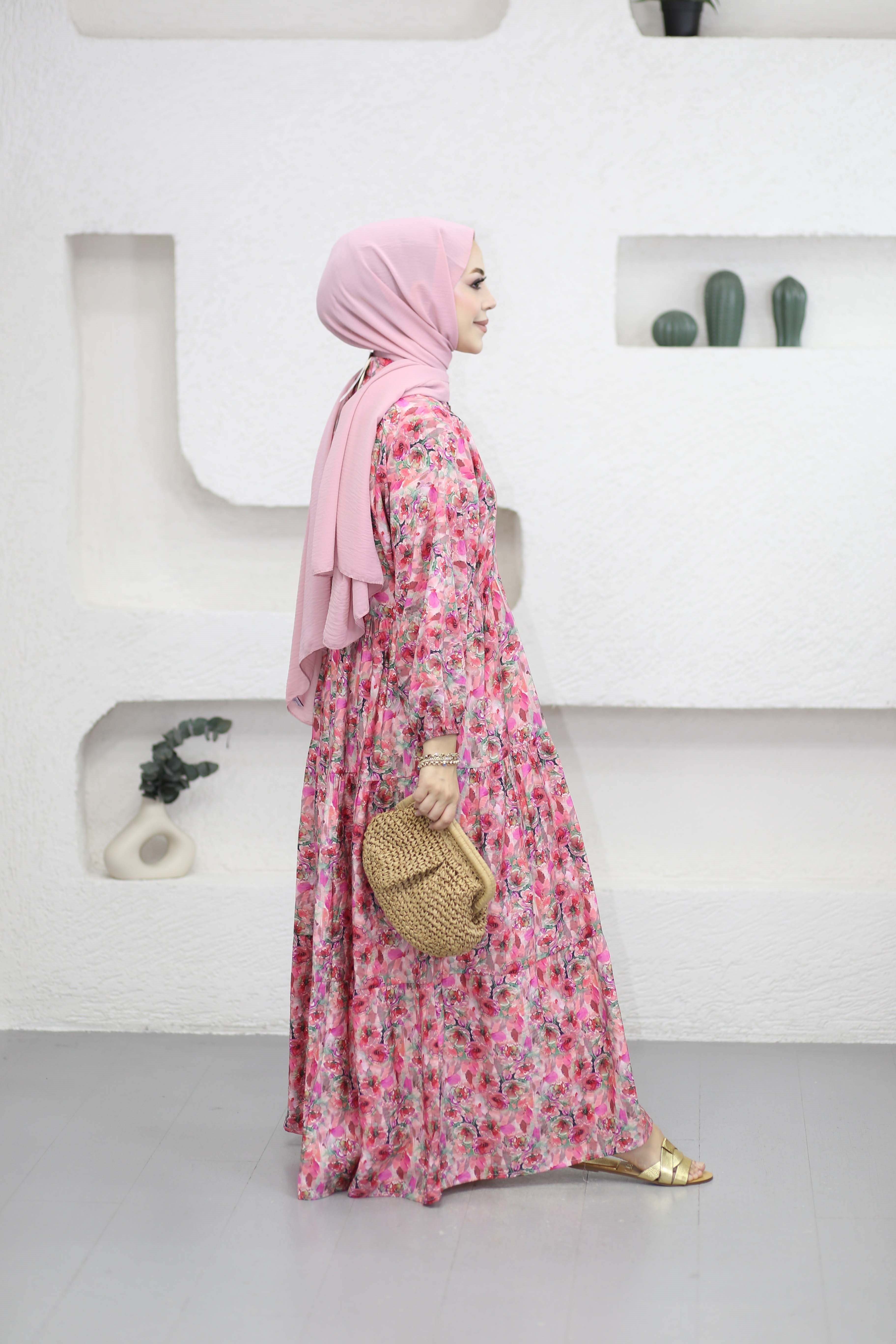 Bahariye Elbise Pembe 7214