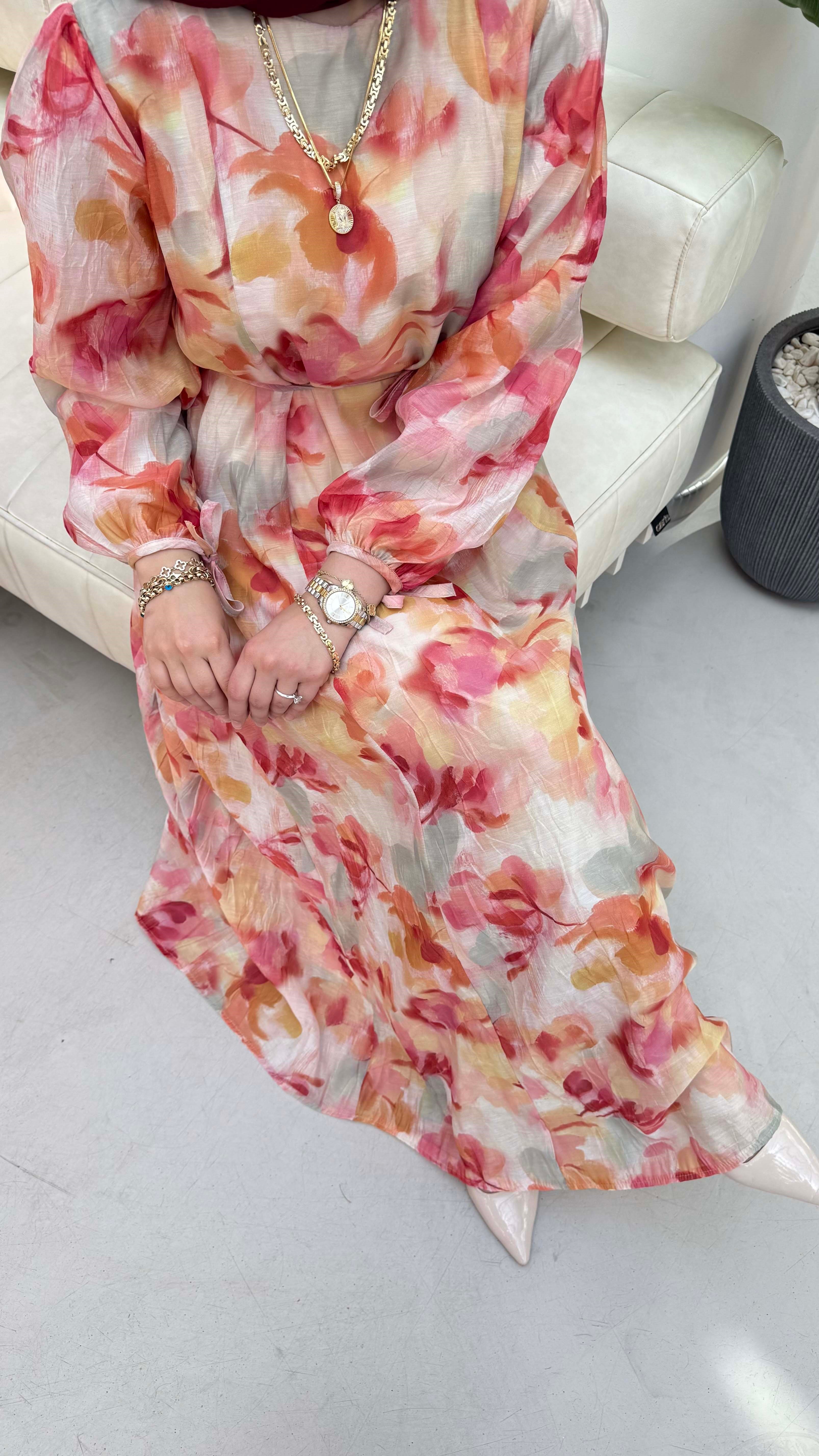 Rengin Elbise Pembe 25135