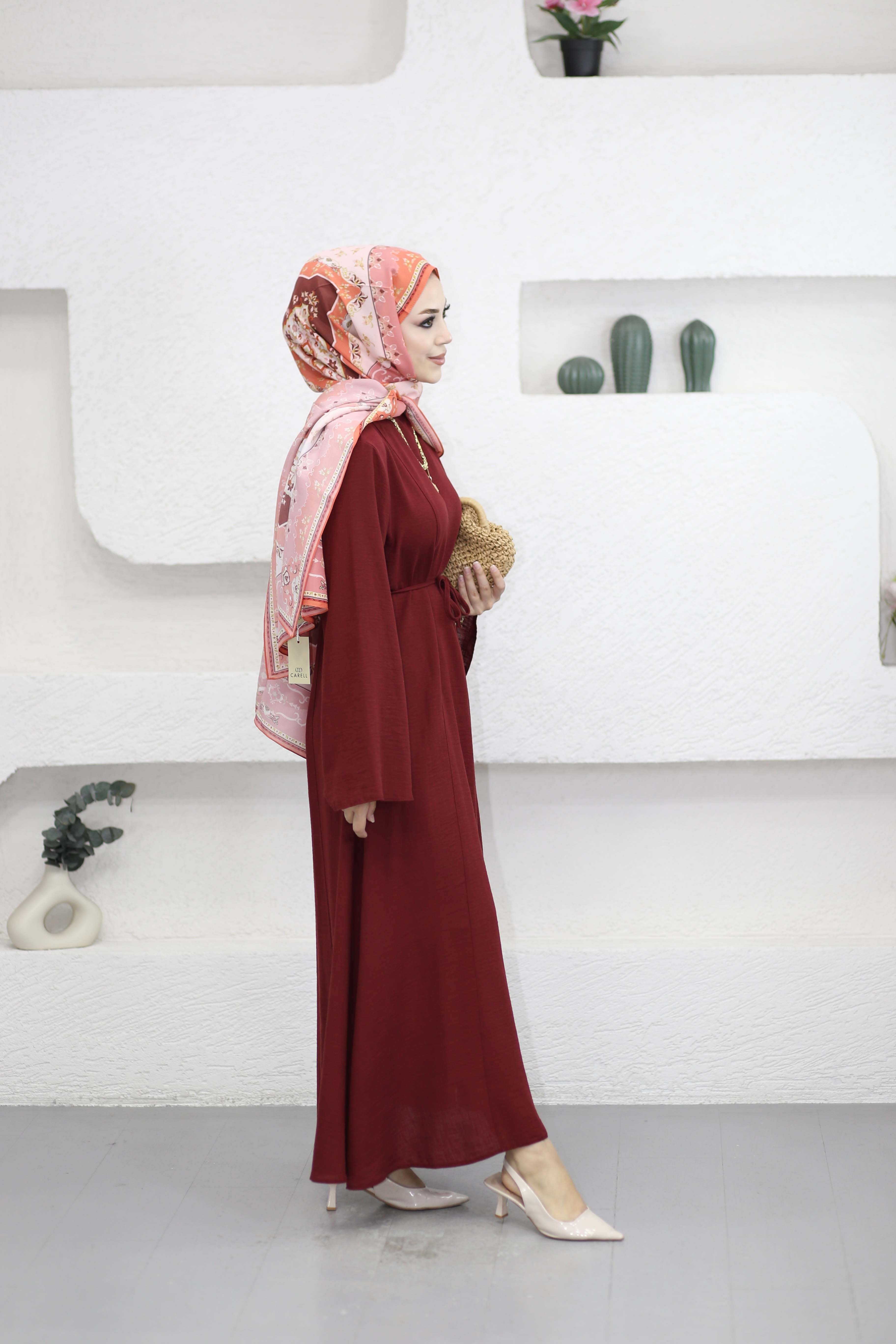 Asude Elbise Bordo 8506