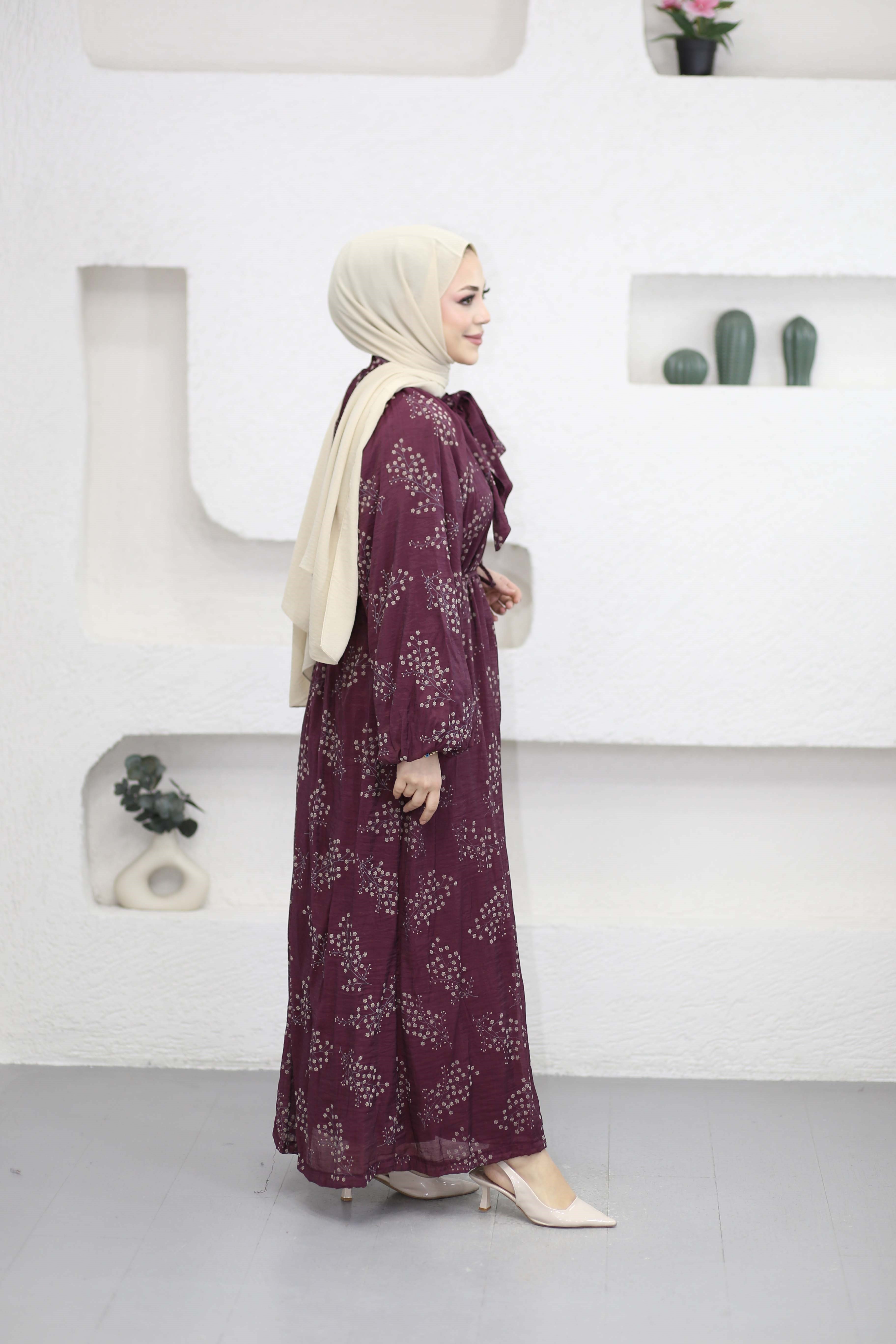Bahar Elbise Bordo 25134