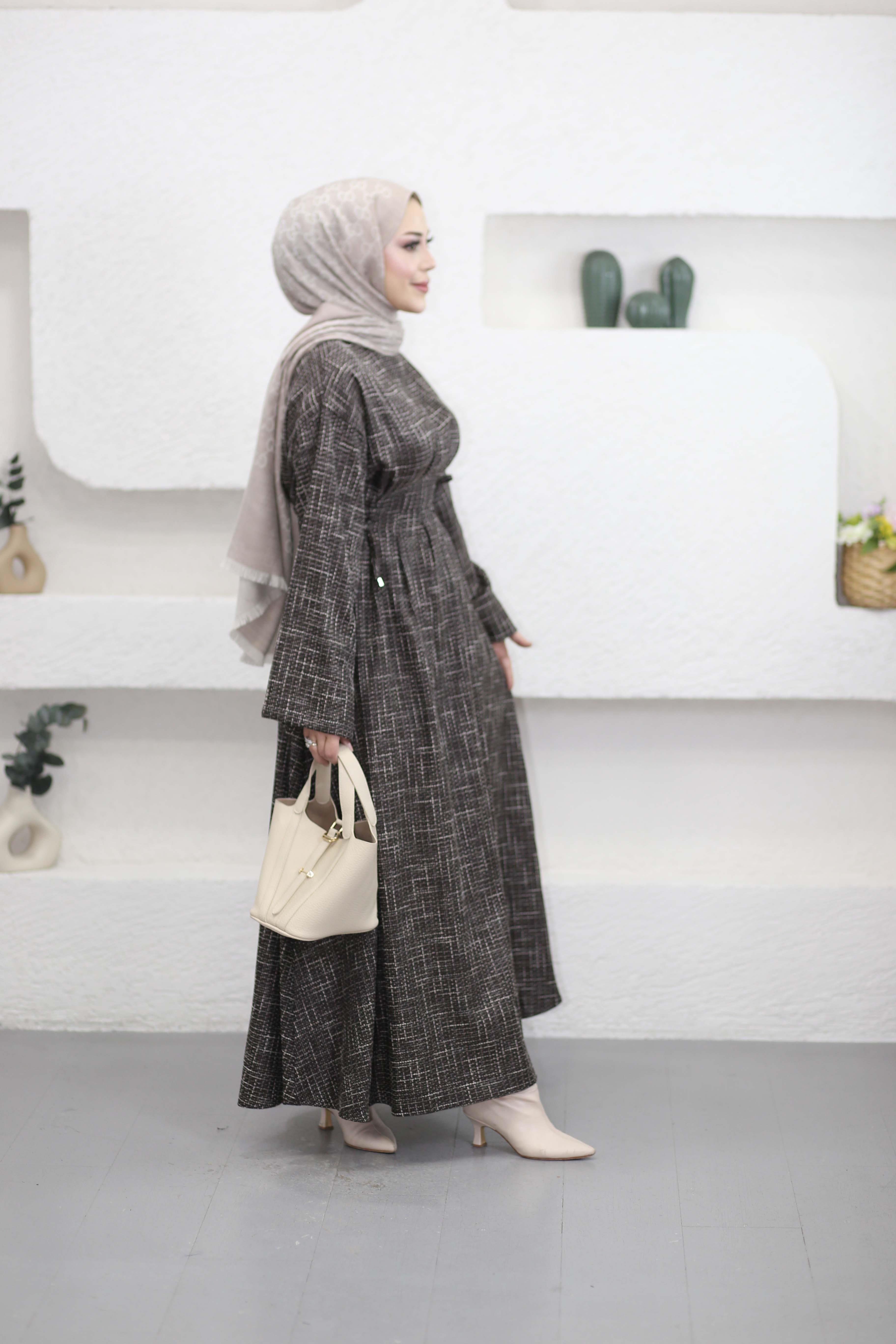 Tüvit Desen Elbise Kahverengi 2260