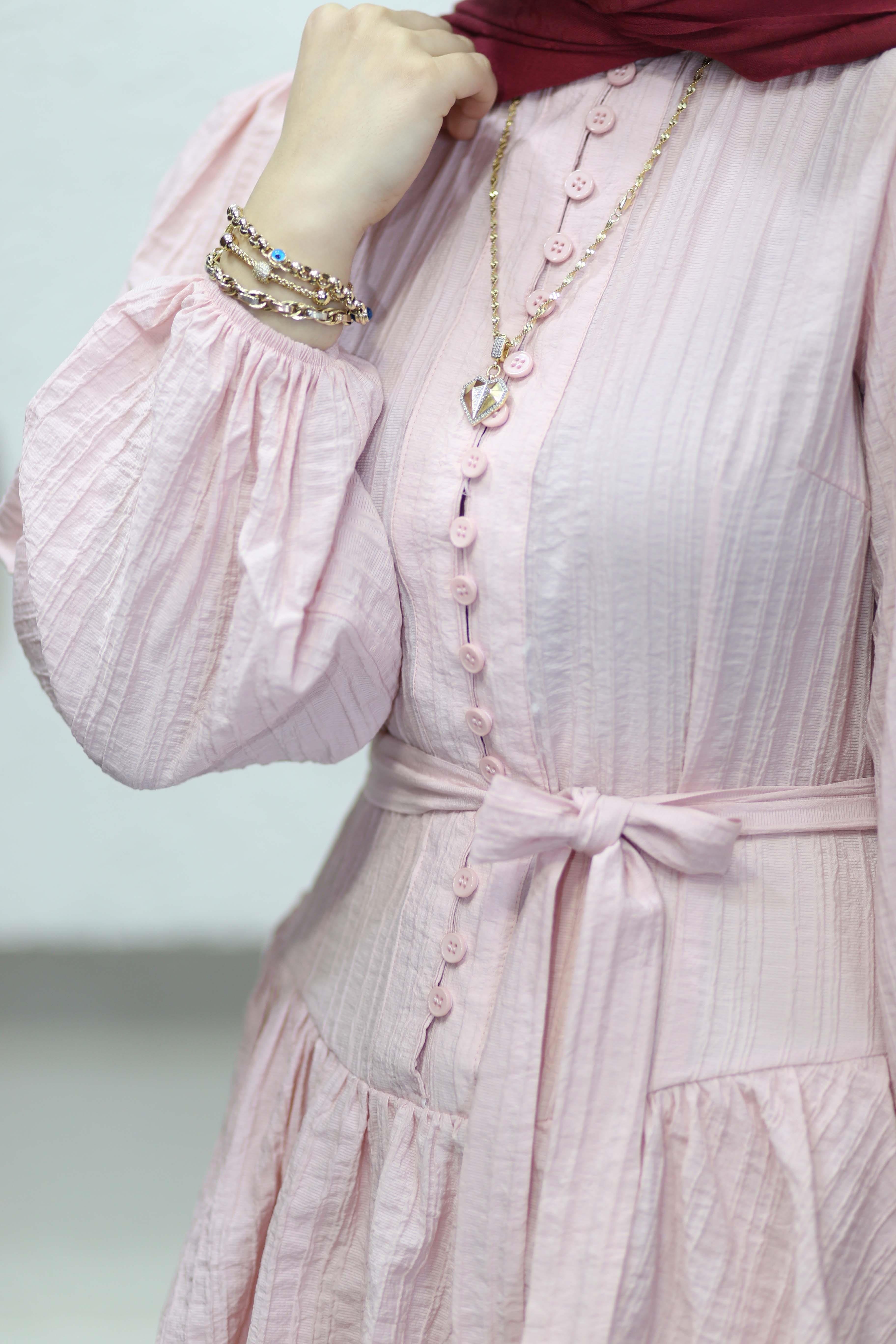 Anjelas Katlı Elbise Pembe 595