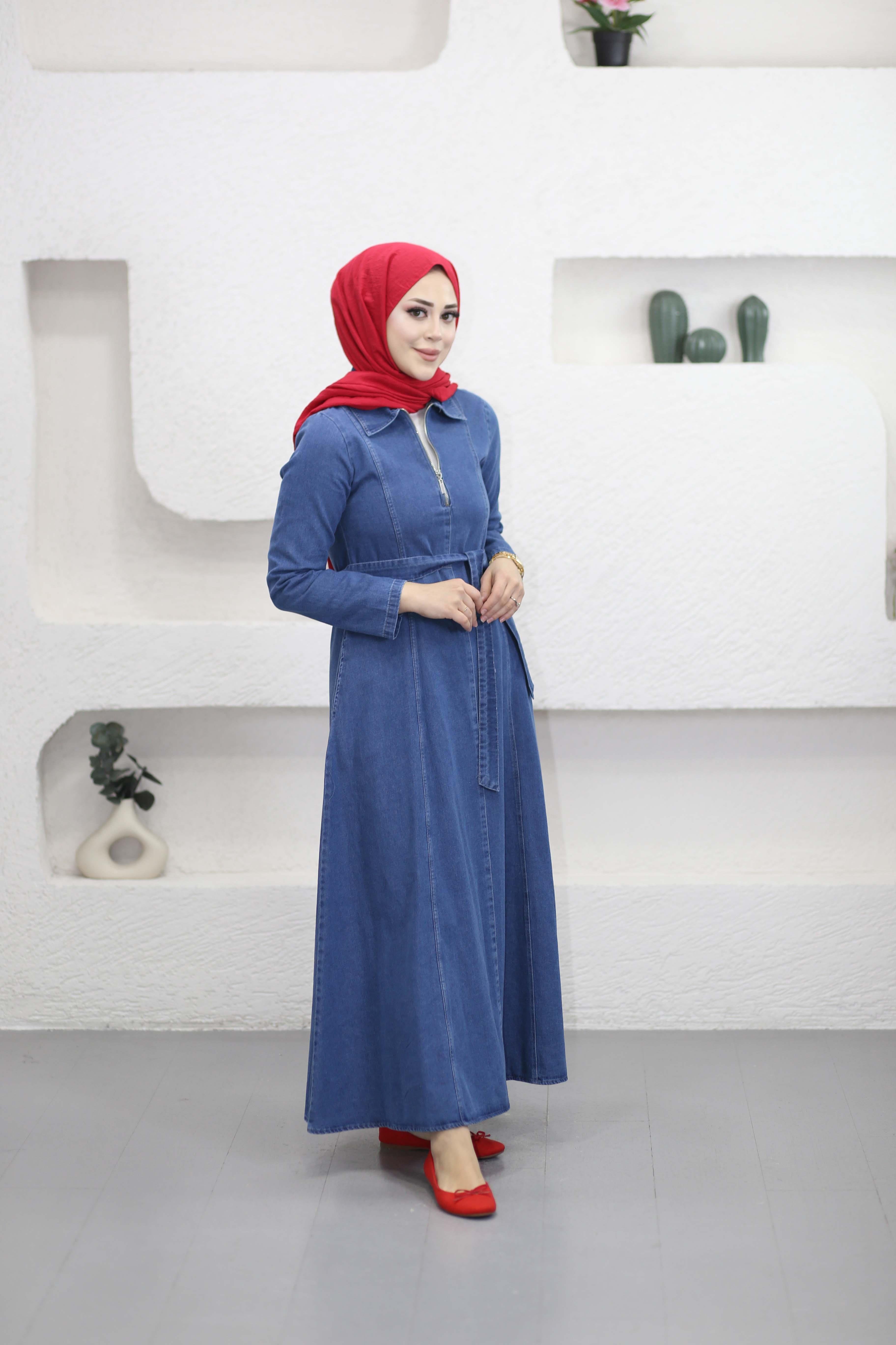 Basıc Kot Elbise Koyu Mavi 1533