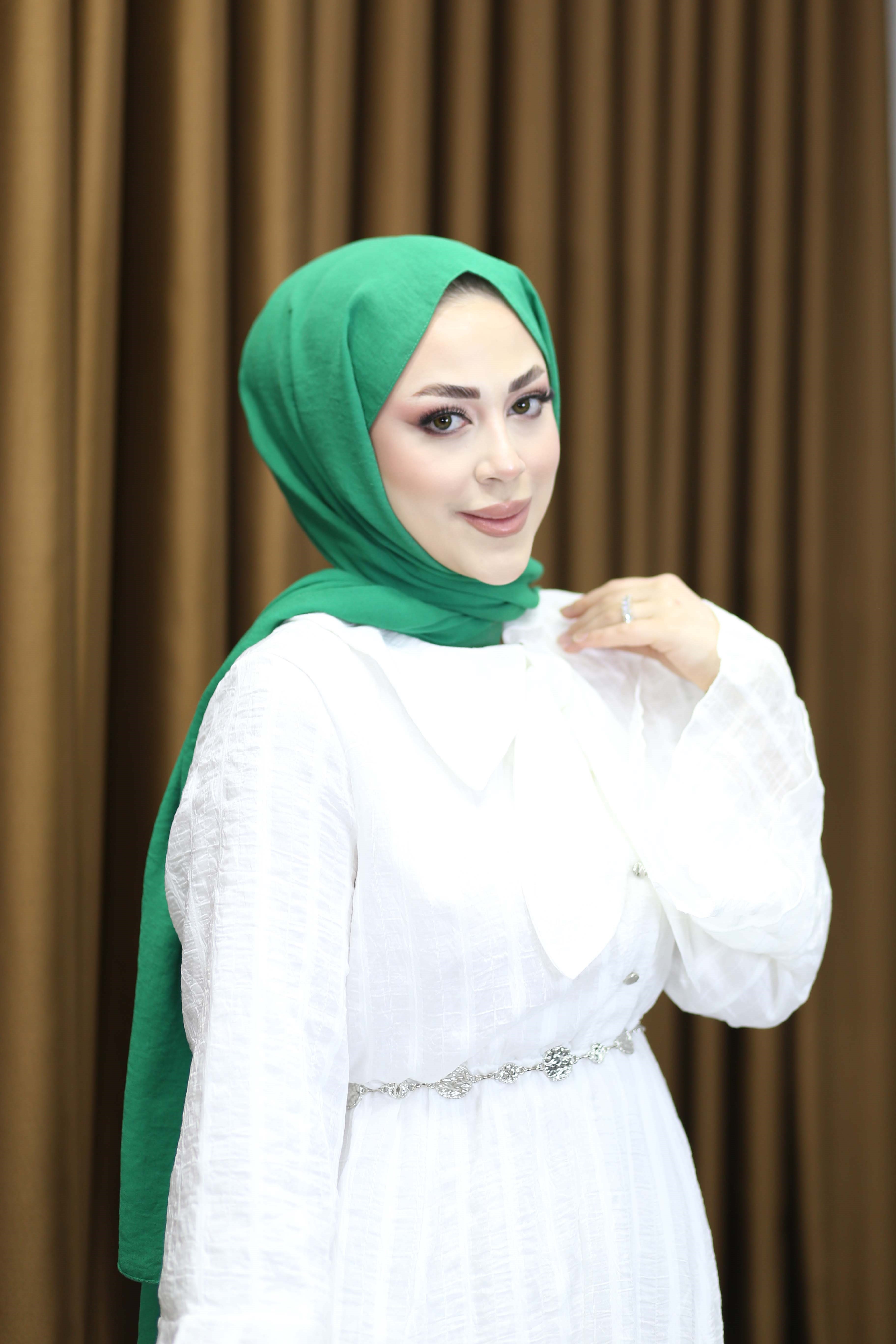 Fiyonk Detay Çizgili Elbise Ekru 8408
