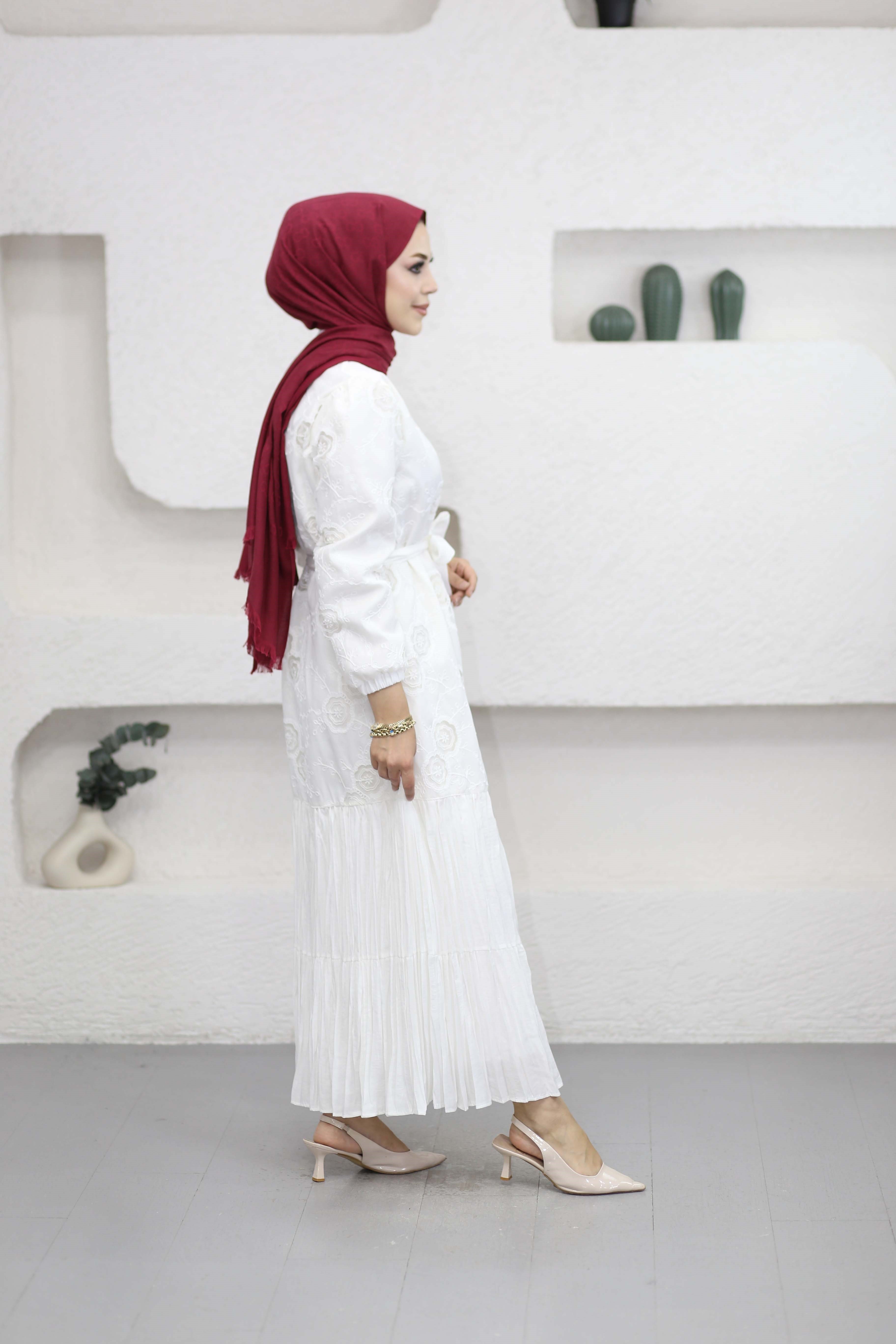 Nergiz Elbise Beyaz 1581