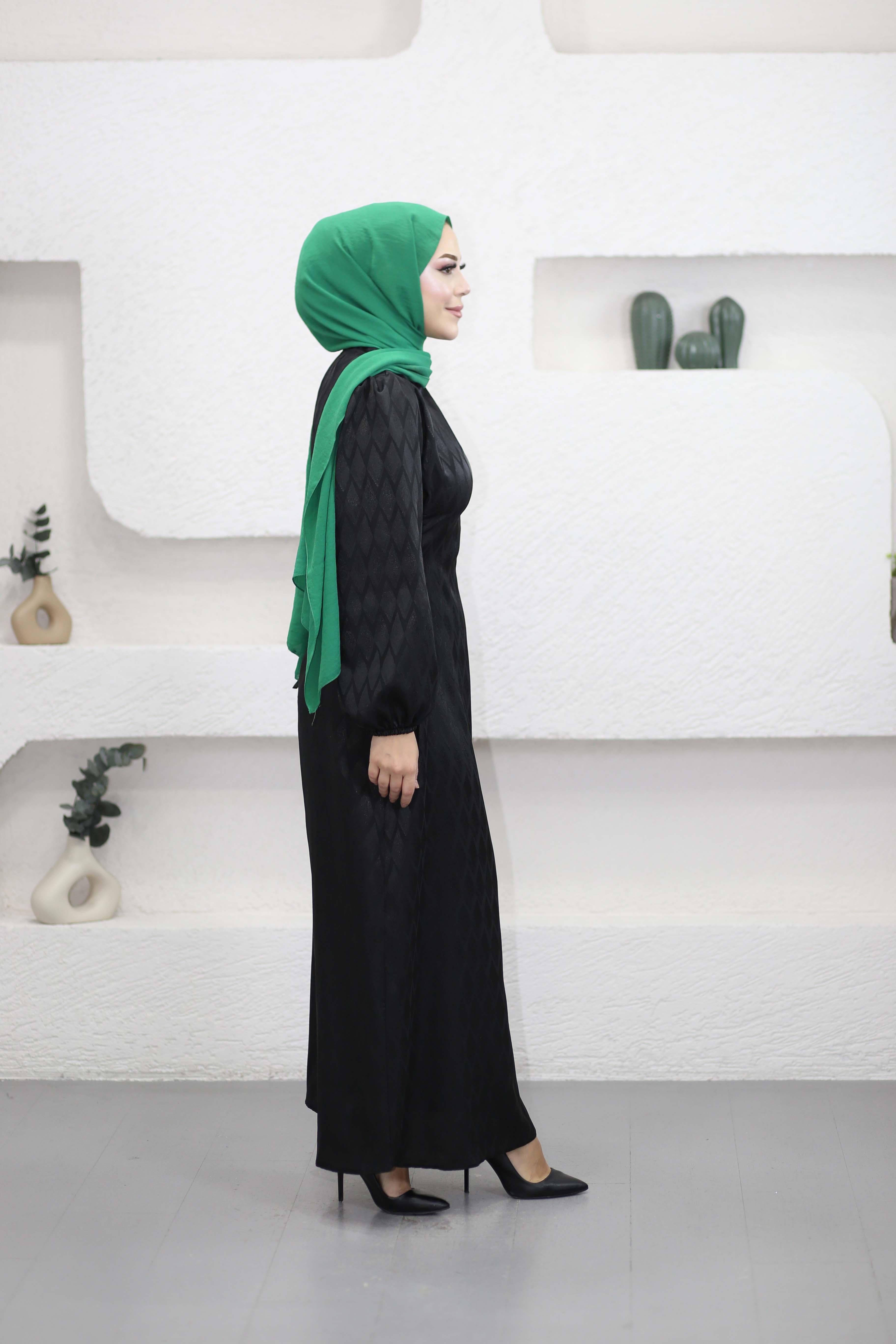 Yanı Bağlamalı Elbise Siyah 6088