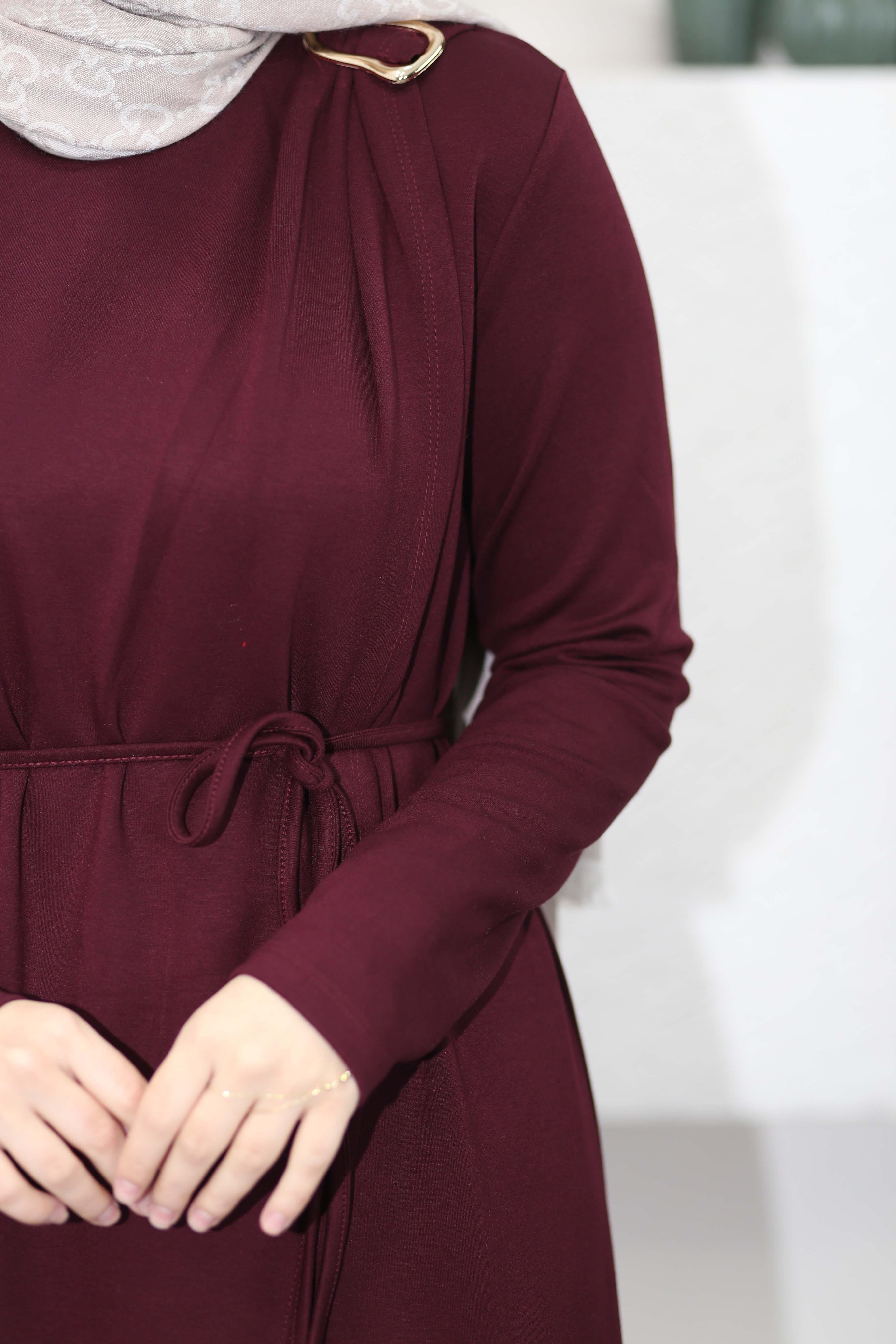 Tokalı Elbise Bordo 5277
