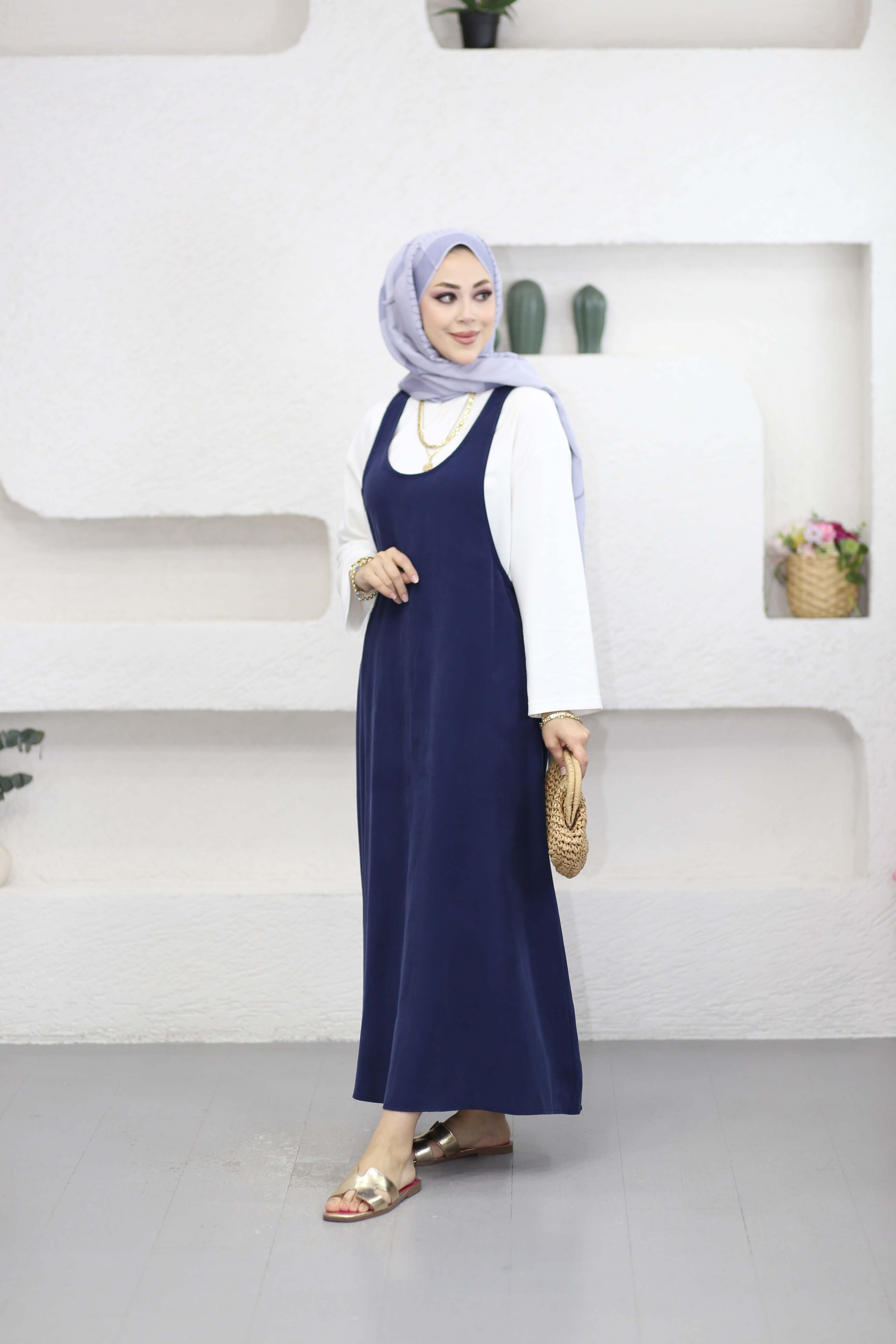Basıc Elbise Lacivert 9092