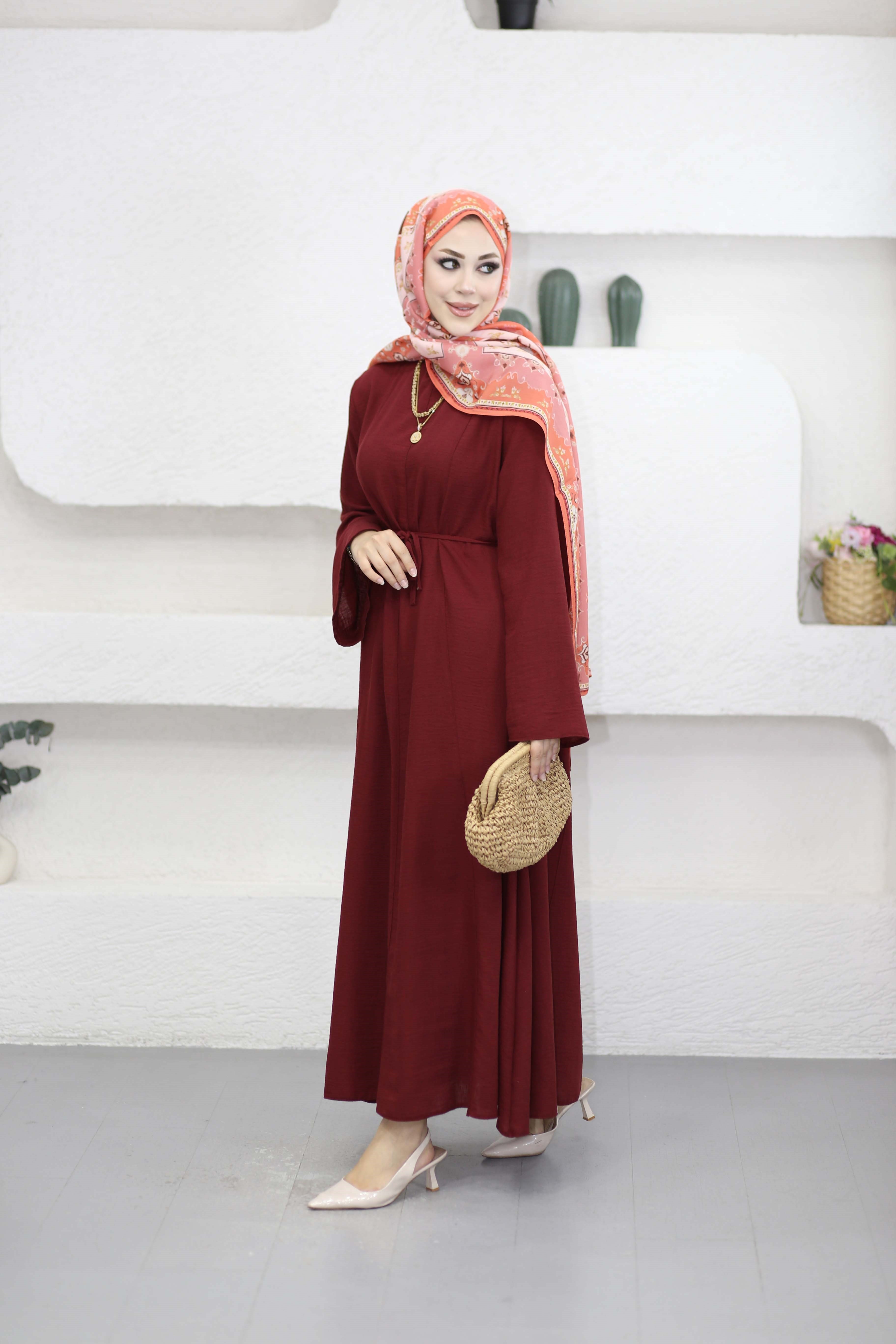 Asude Elbise Bordo 8506