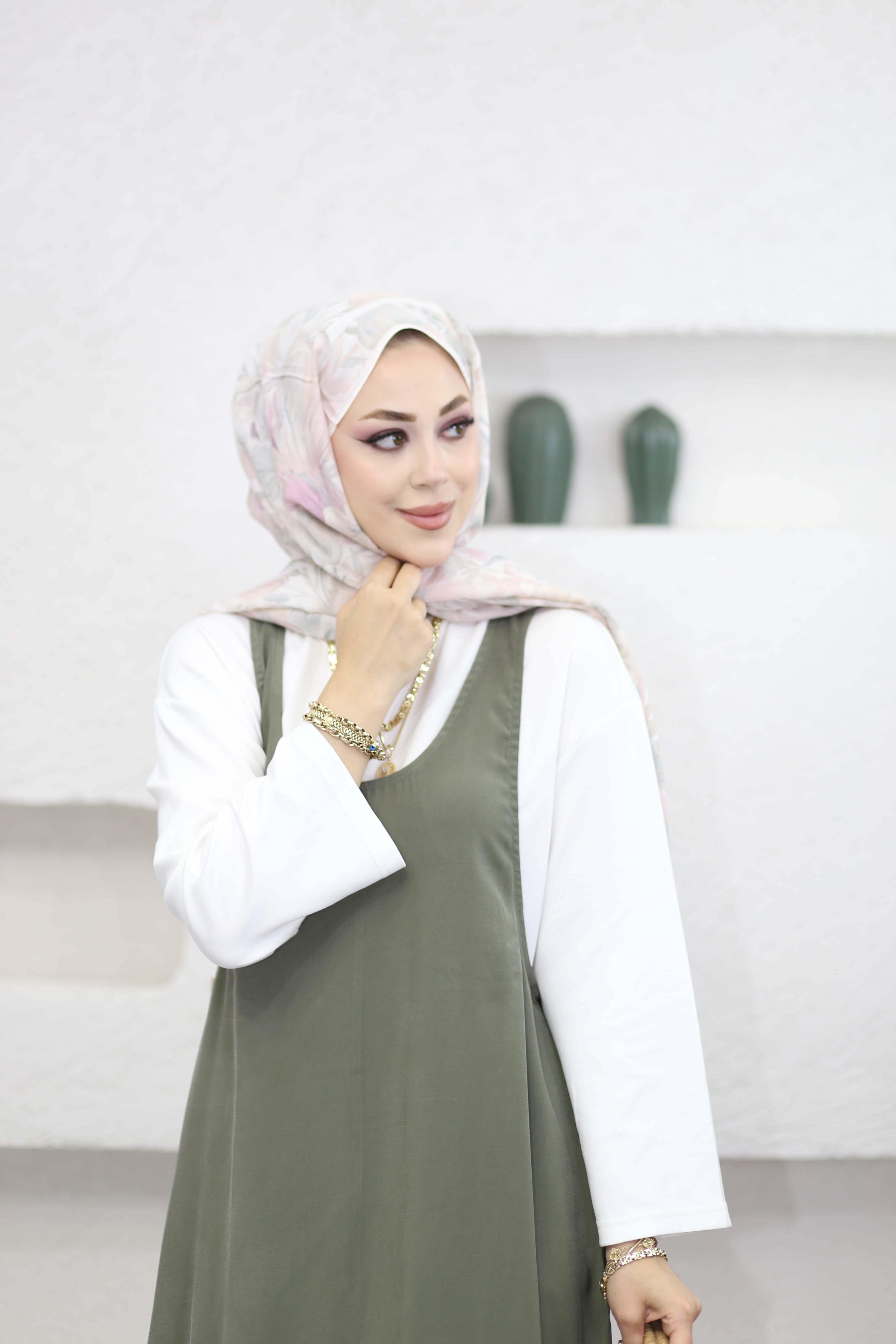 Basıc Elbise Haki 9092