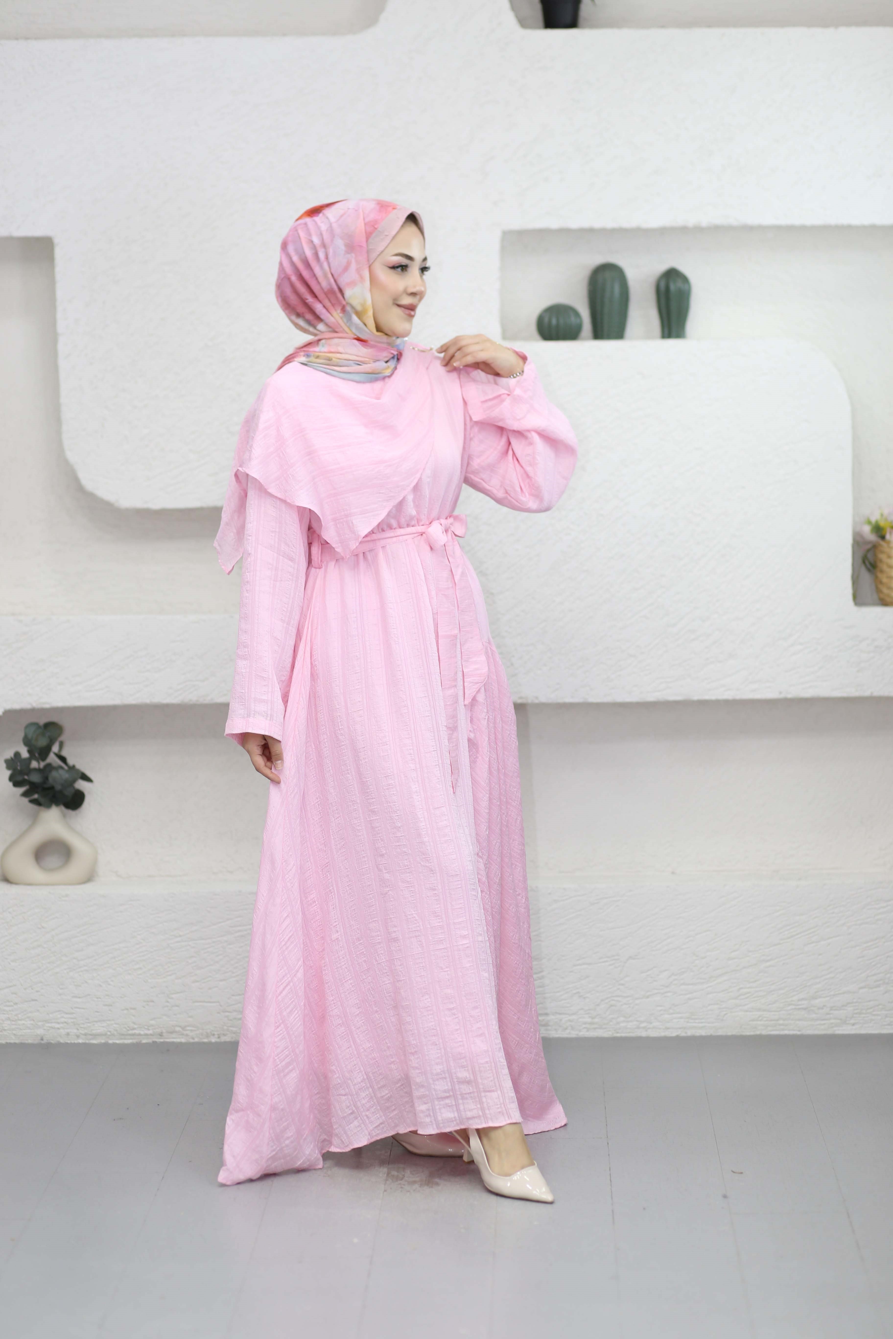Ela Elbise Pembe 5028