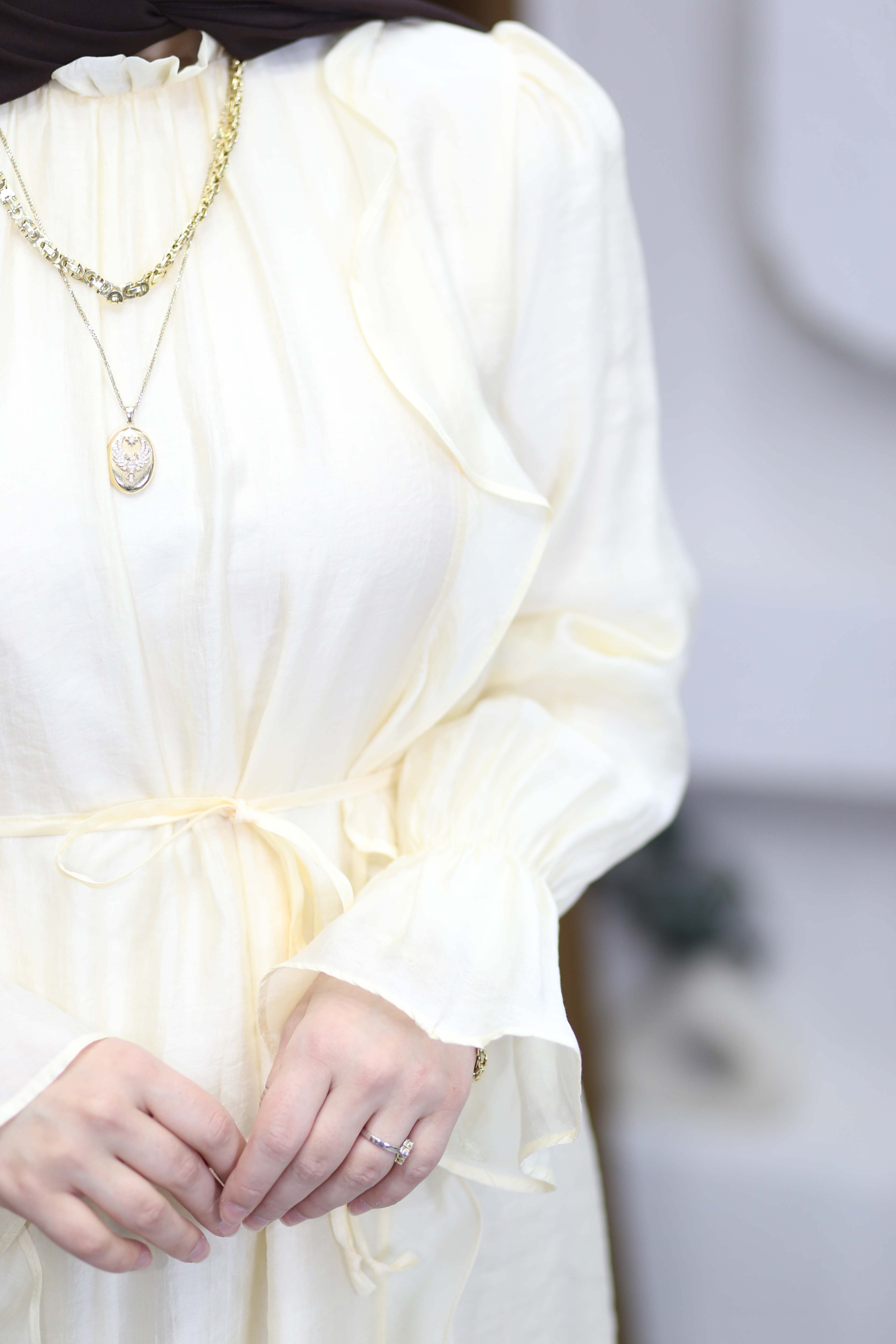 Yan Fırfırlı Elbise Sarı 1645