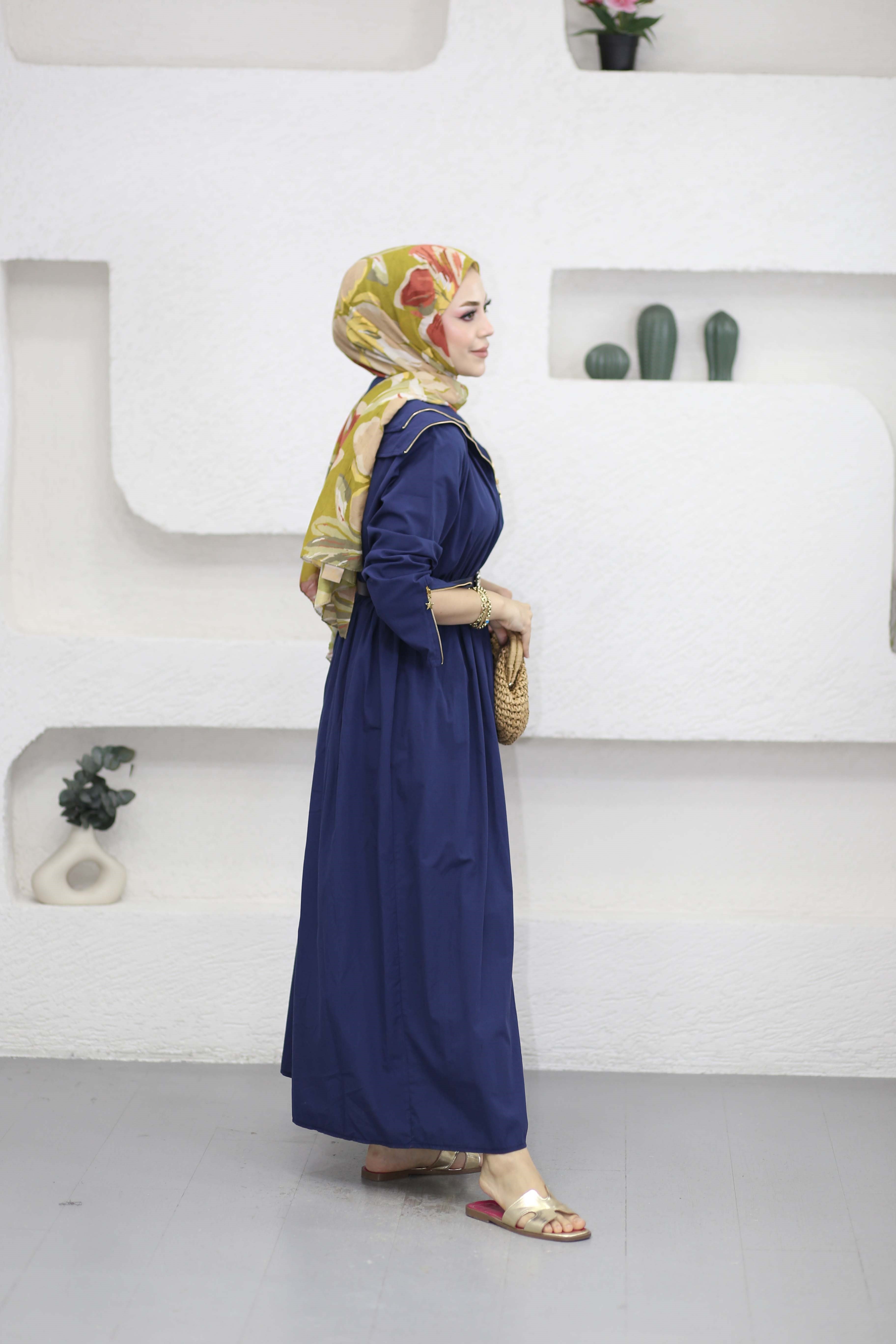 Yıldız Aksesuarlı Elbise Lacivert 309