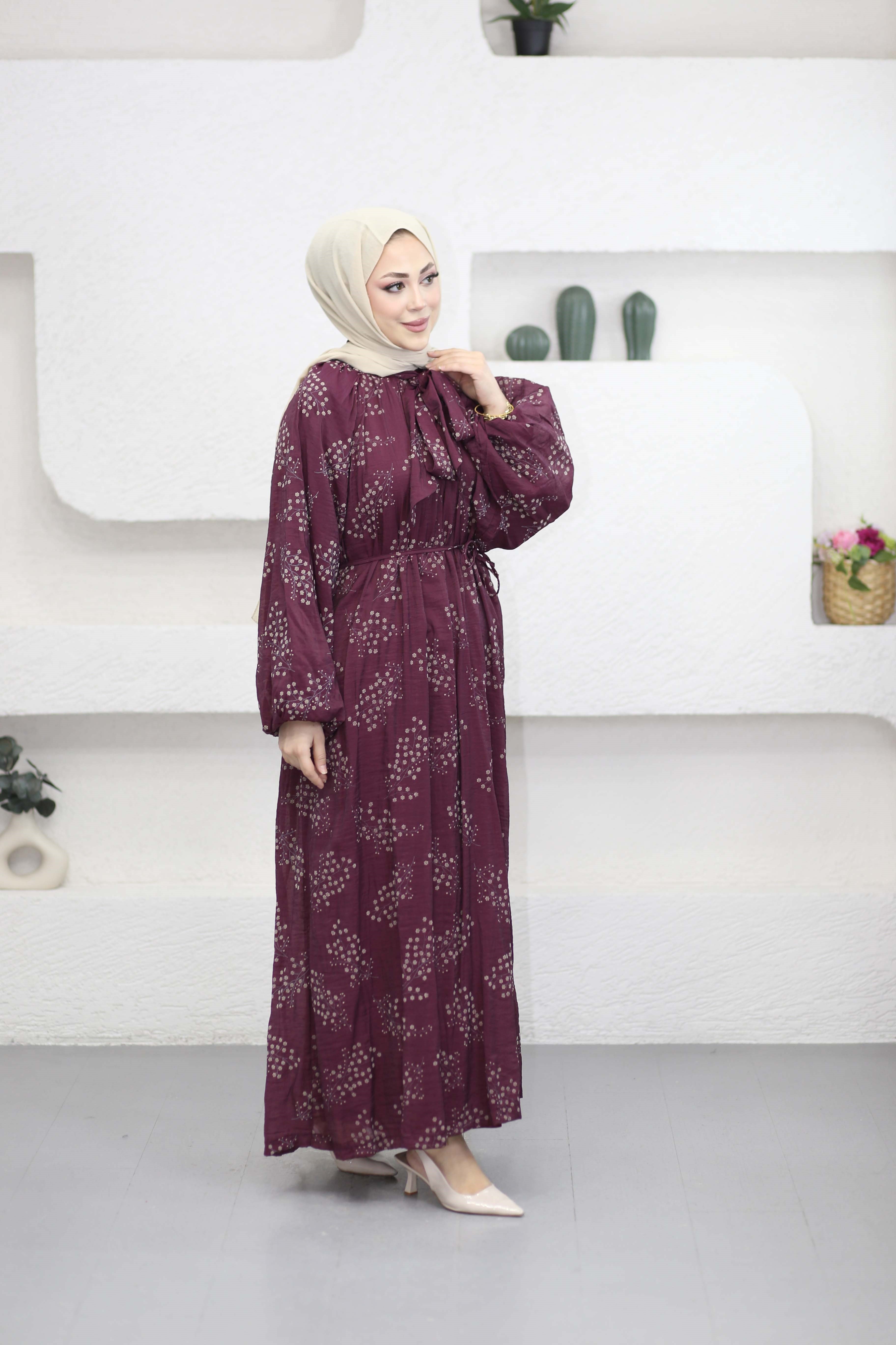 Bahar Elbise Bordo 25134