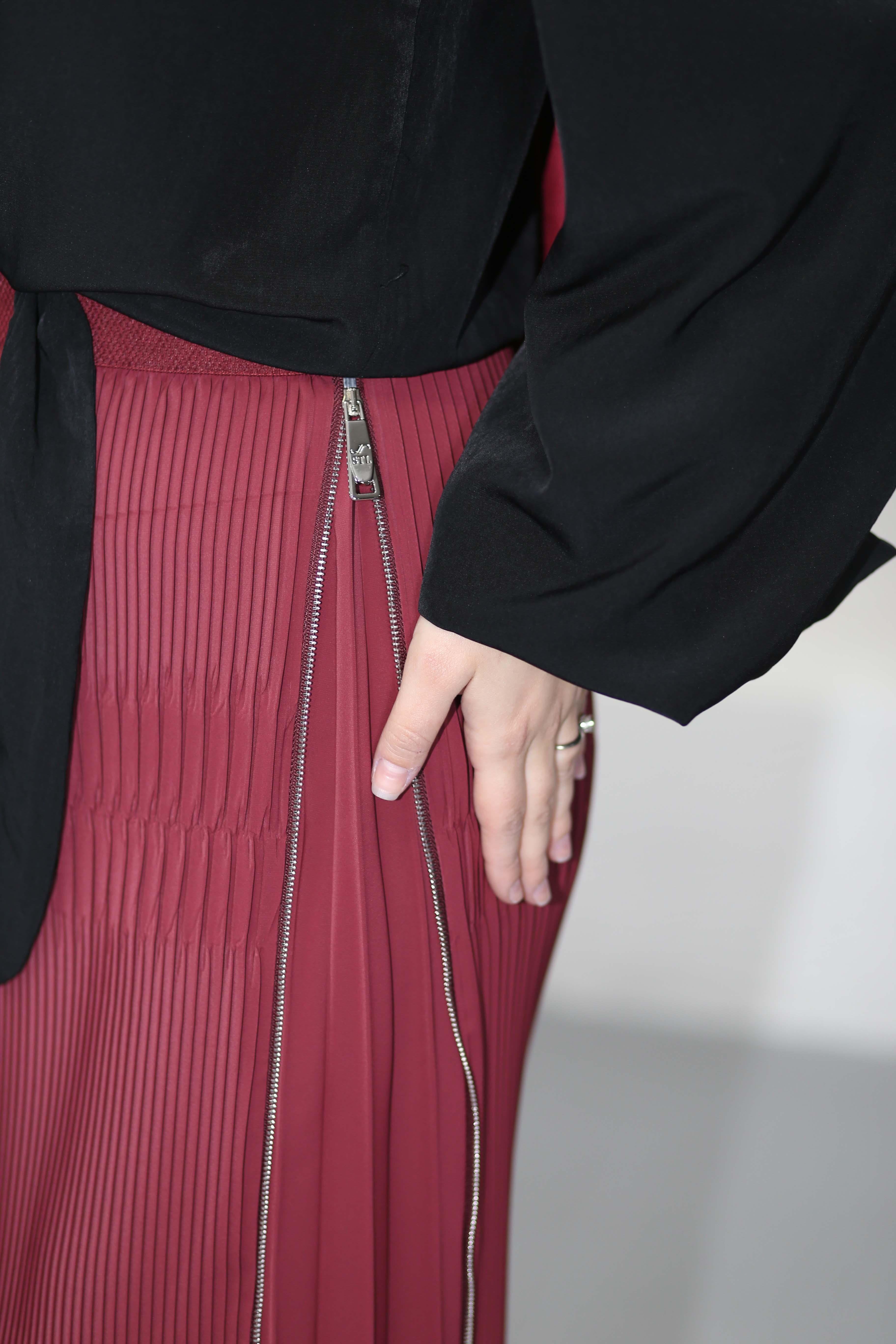 Fermuar Detaylı Etek Bordo 1452