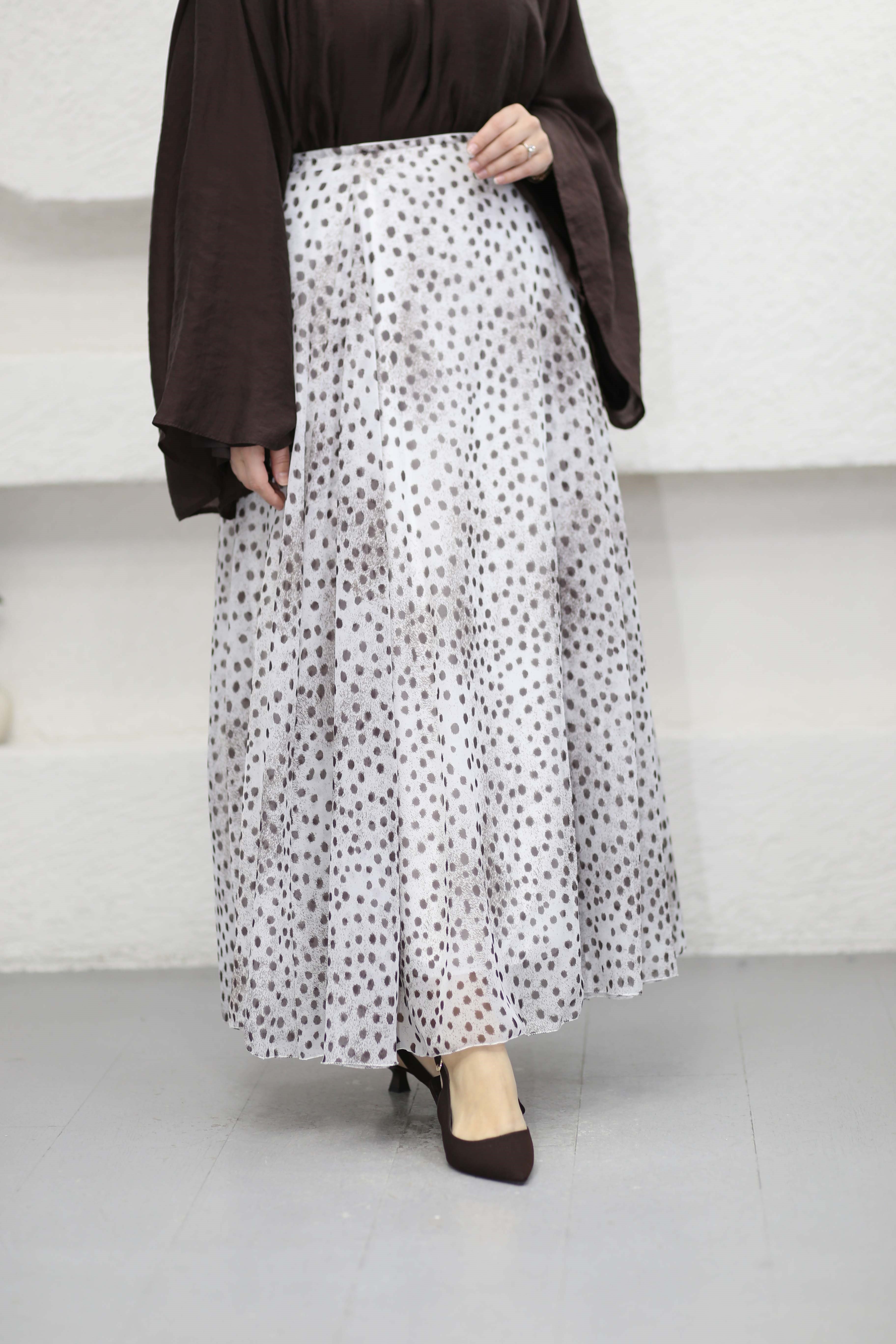 Şifon Punatiye Etek Beyaz 1121