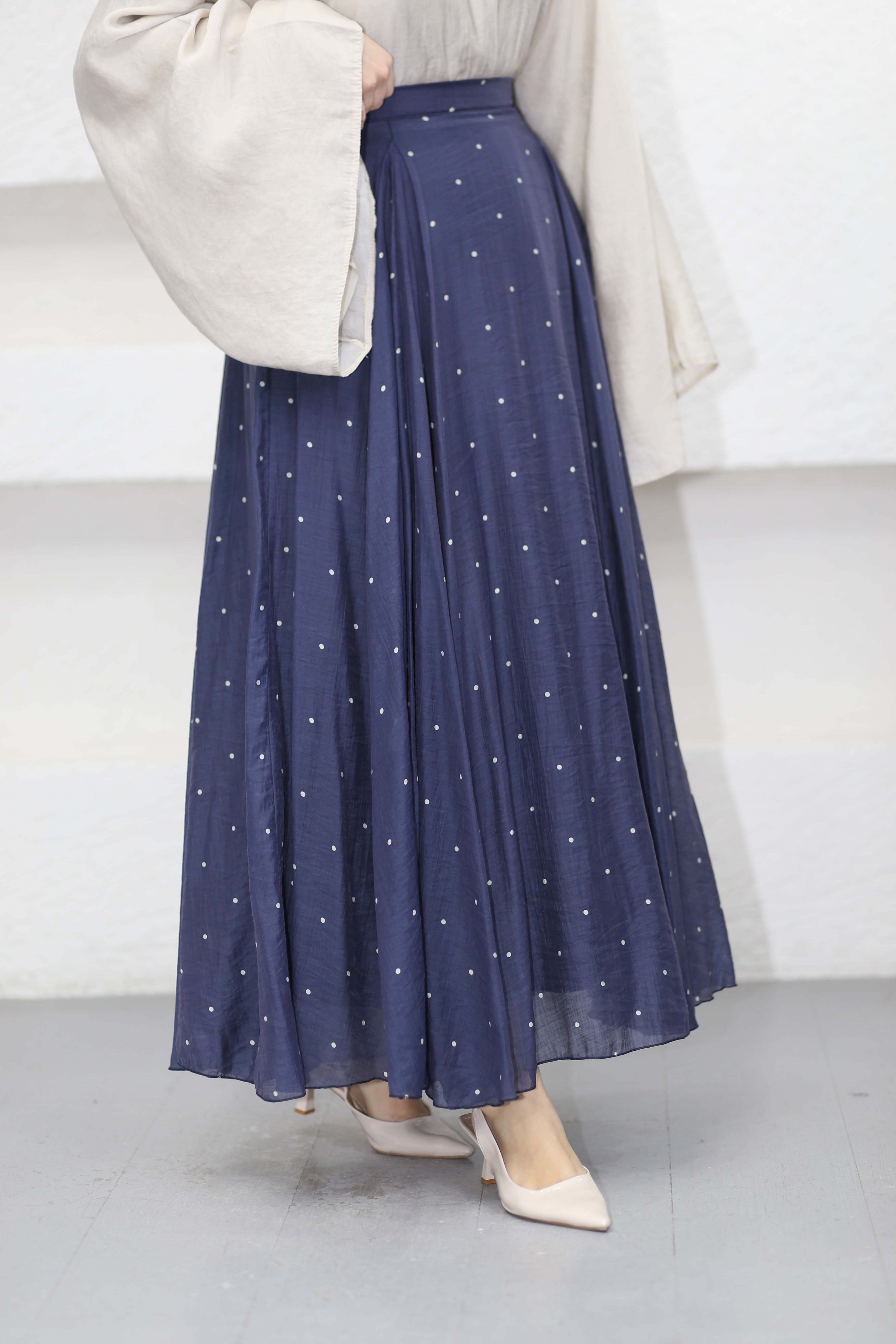 Mini Puantiyeli Etek Lacivert 1119