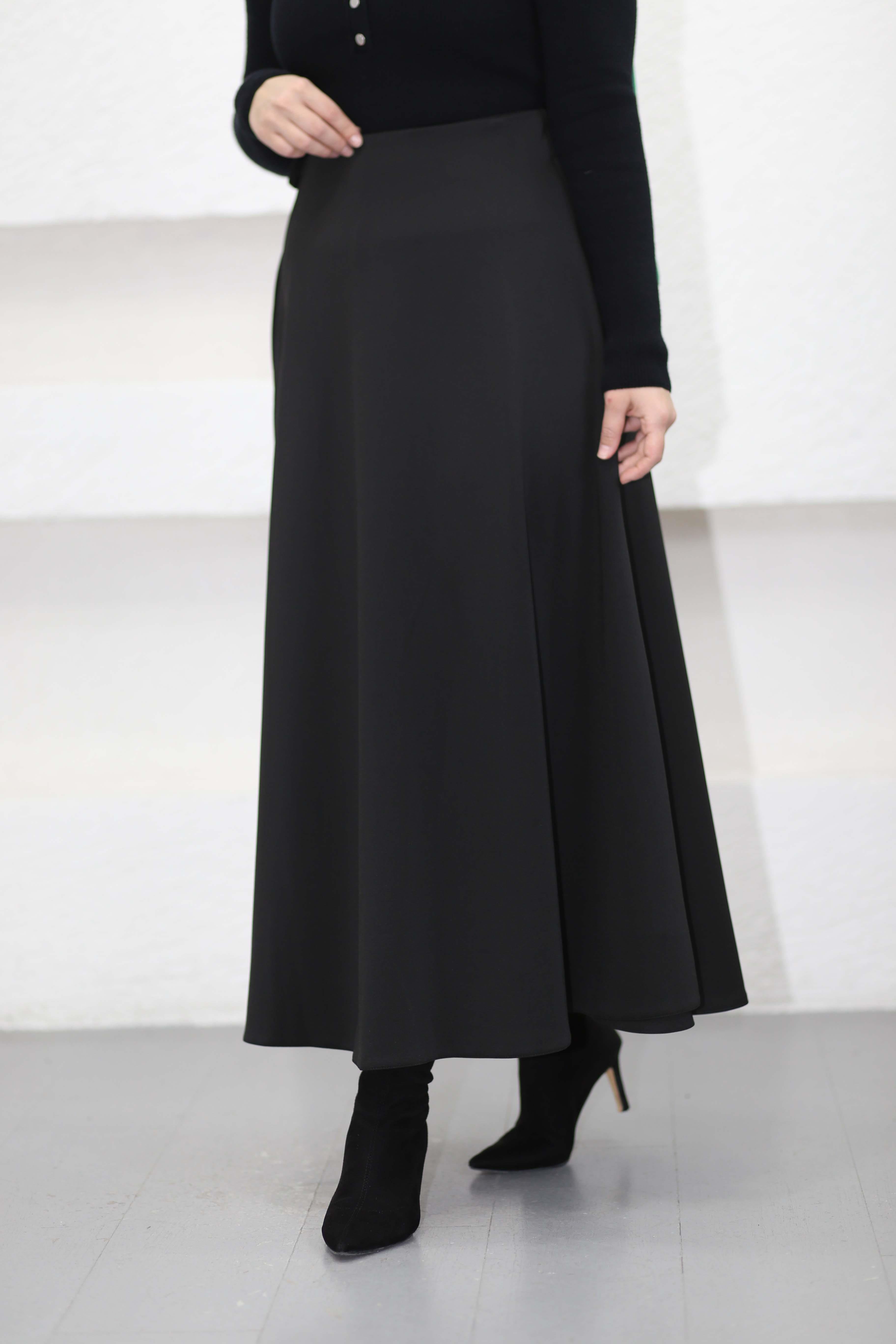 Scuba Yandan Bağlamalı Etek Siyah 1027