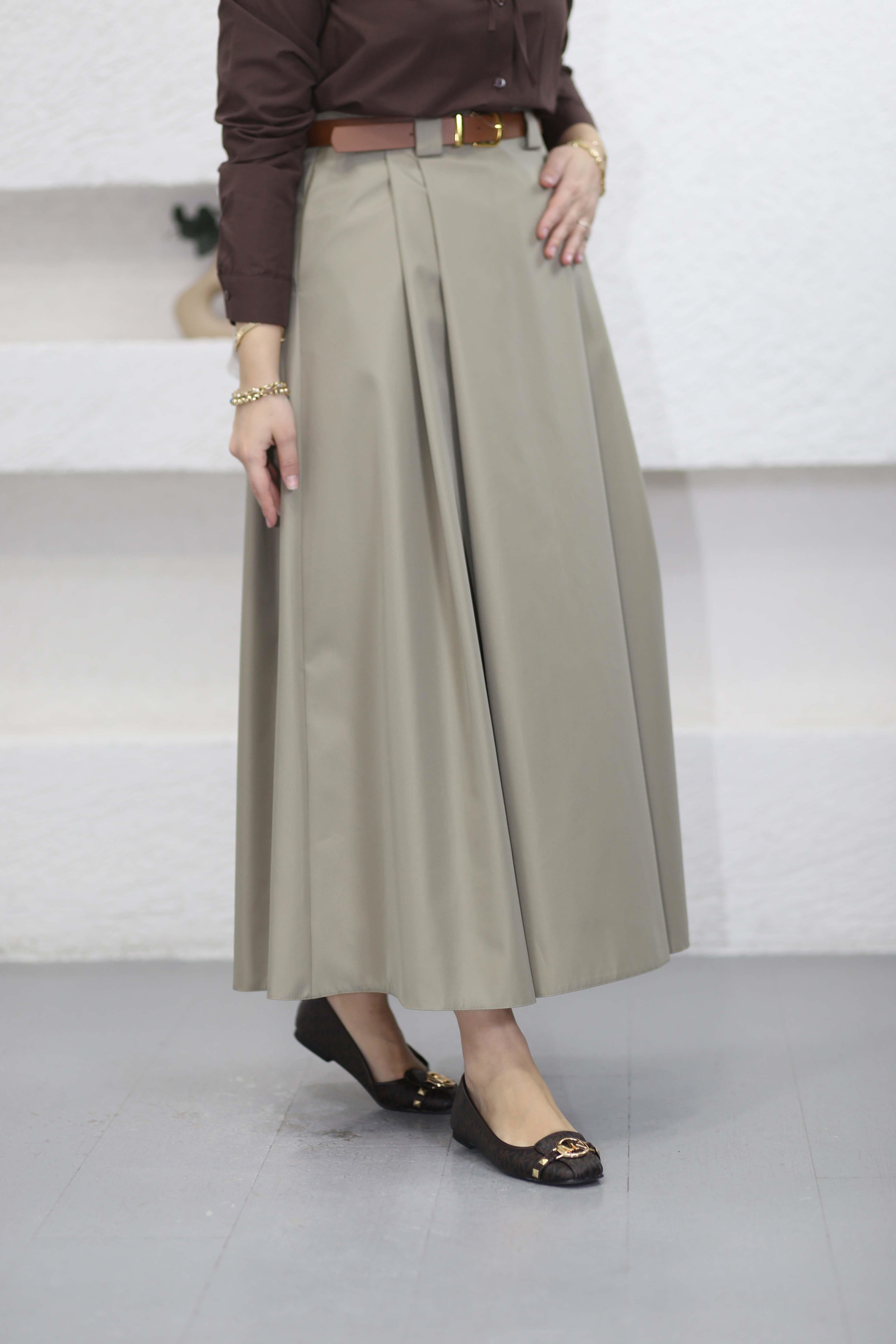 Kemerli Kanvaz Etek Çağla Yeşili 1060