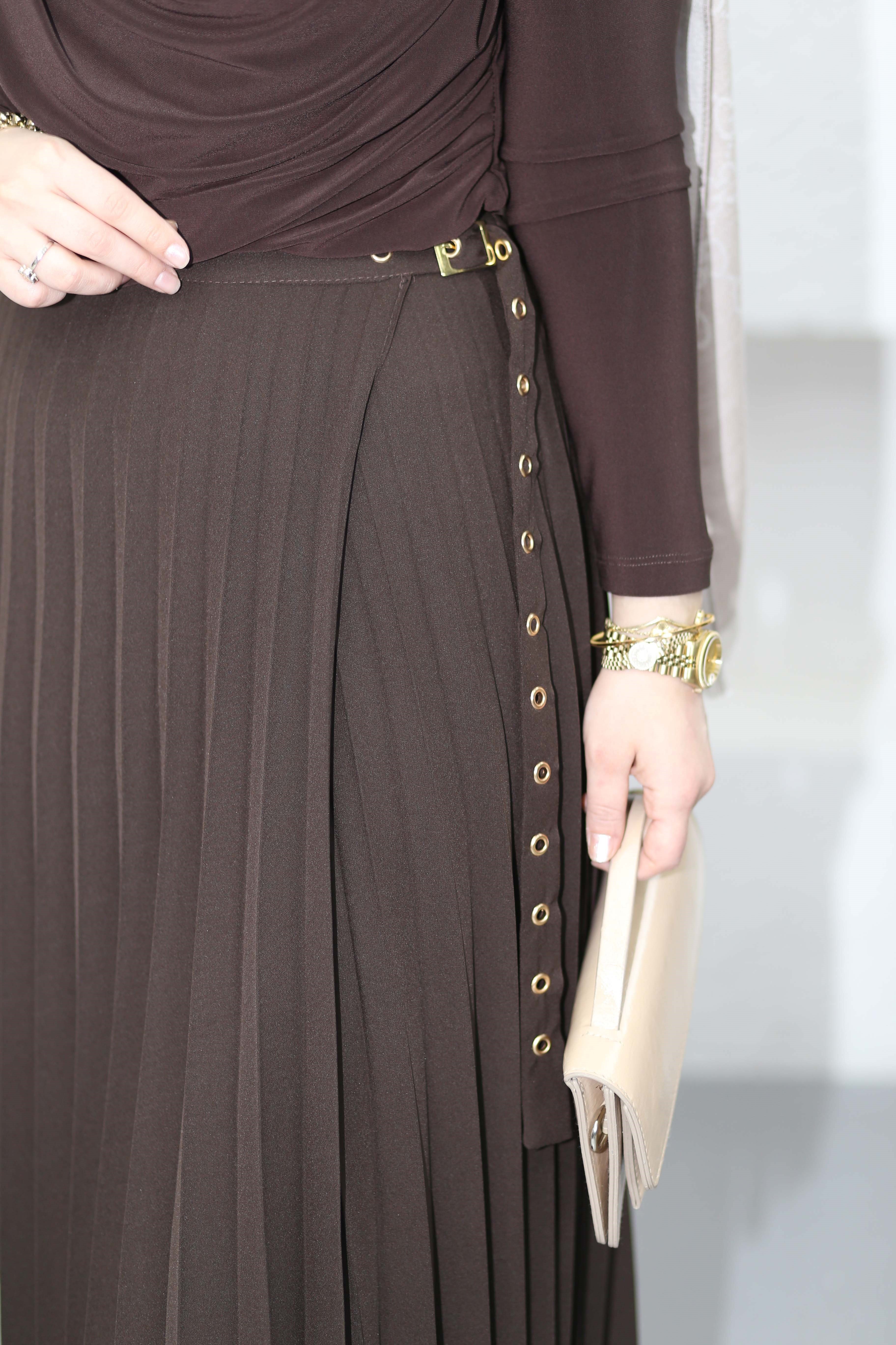 Anvelog Detaylı Etek Kahverengi 9549