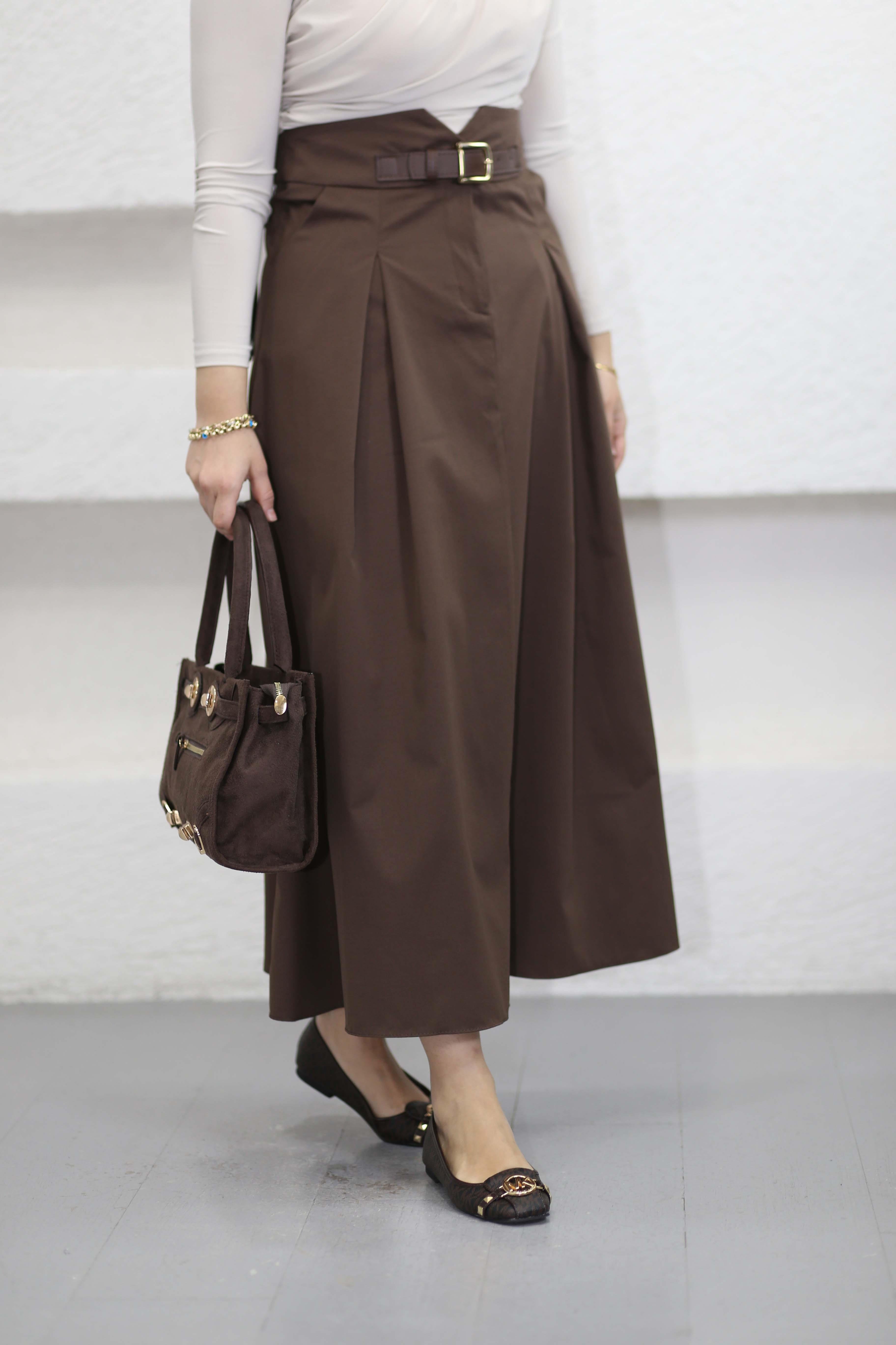 Kemerli Coton Etek Kahverengi 4424