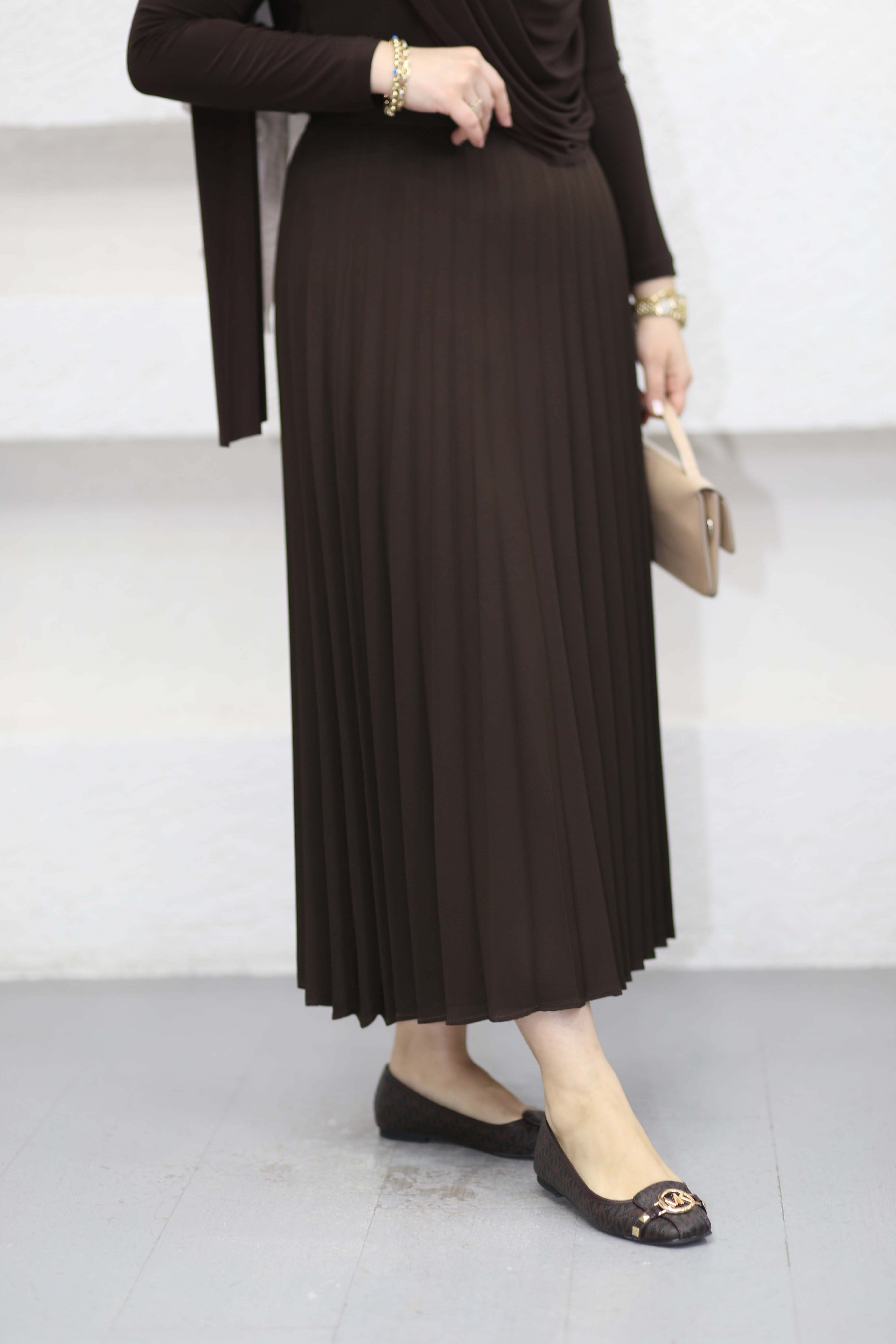 Anvelog Detaylı Etek Kahverengi 9549