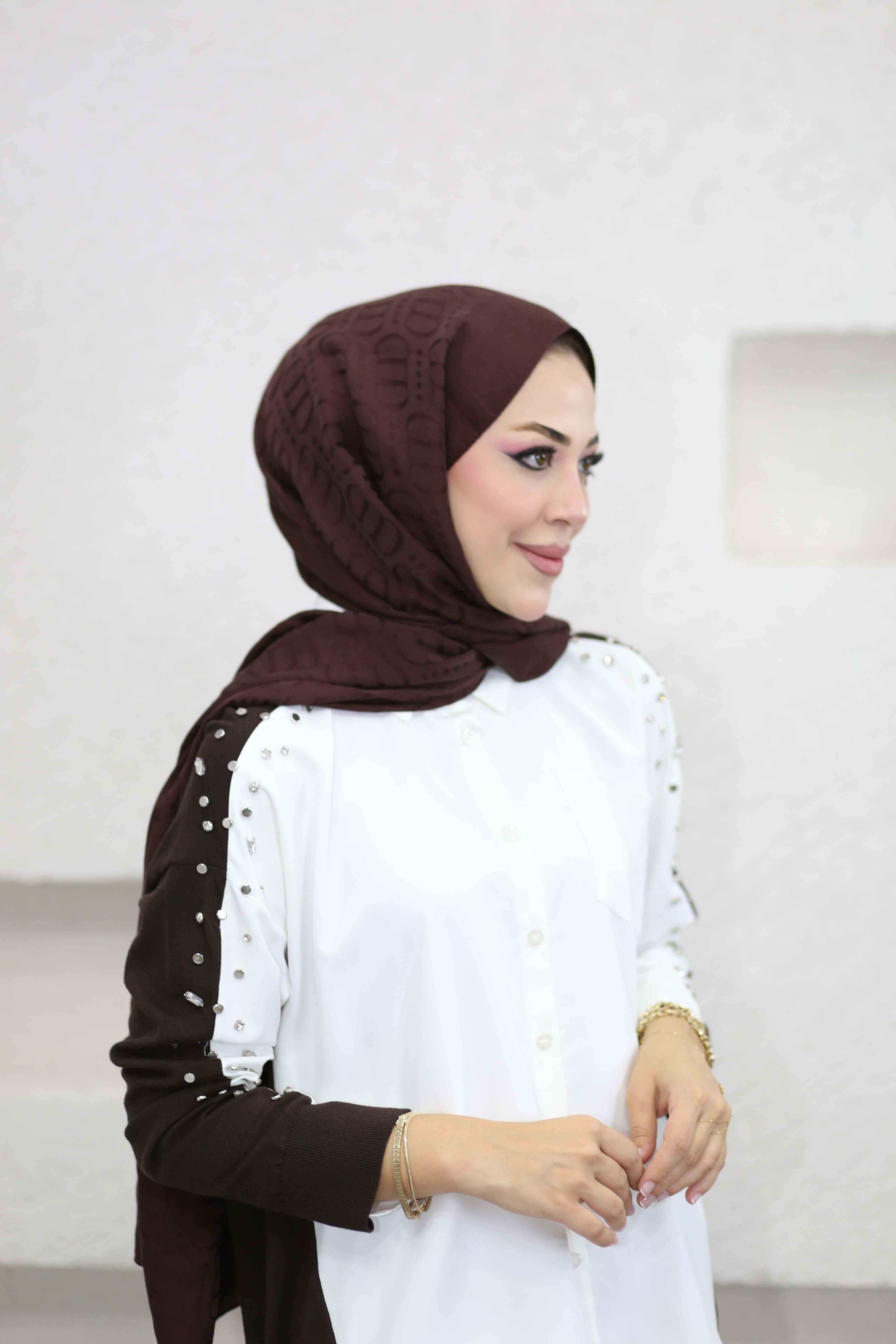 Kolu Taş Zımbalı Gömlek Kahverengi 26256