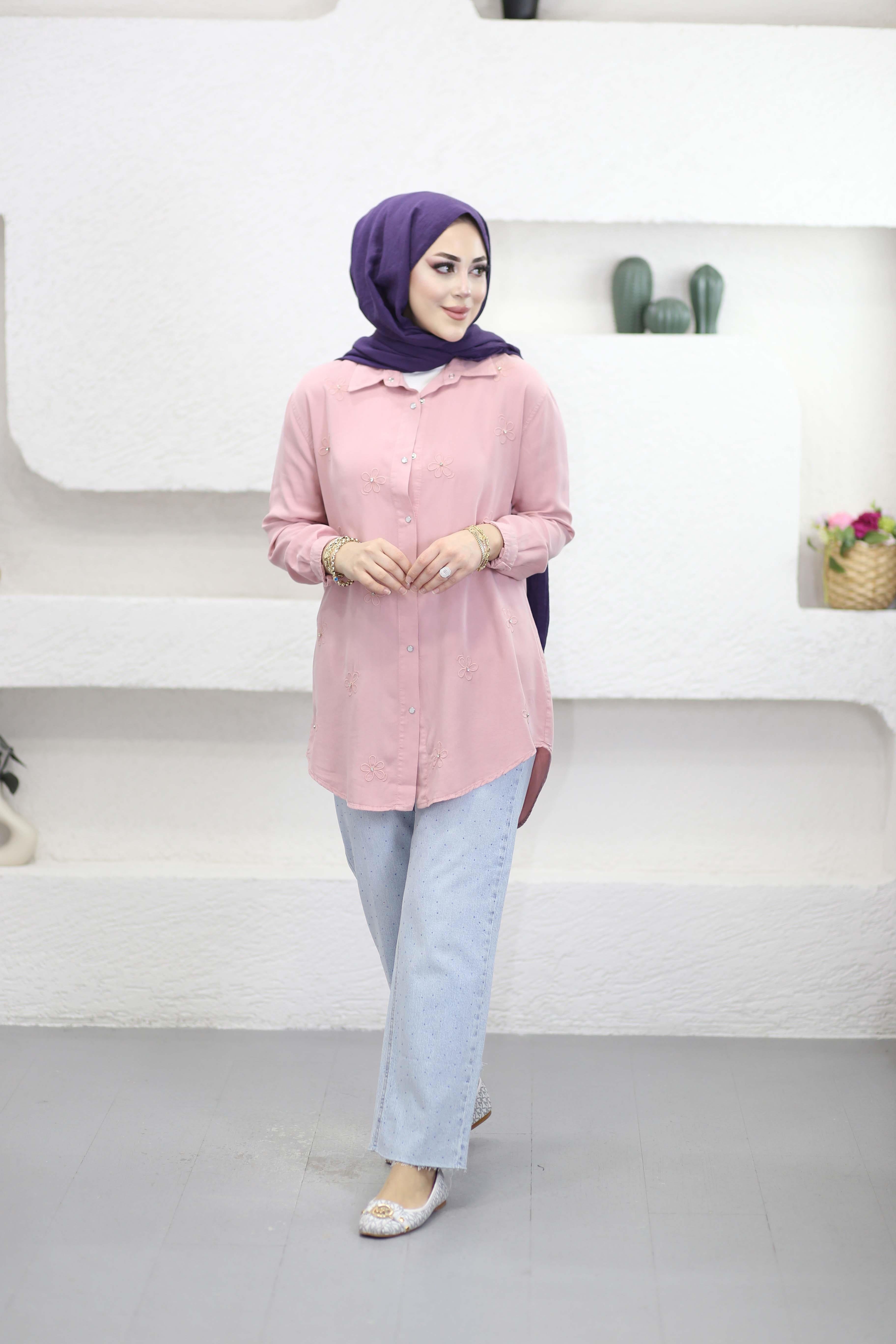 Papatya Tencel Gömlek Pudra 7418