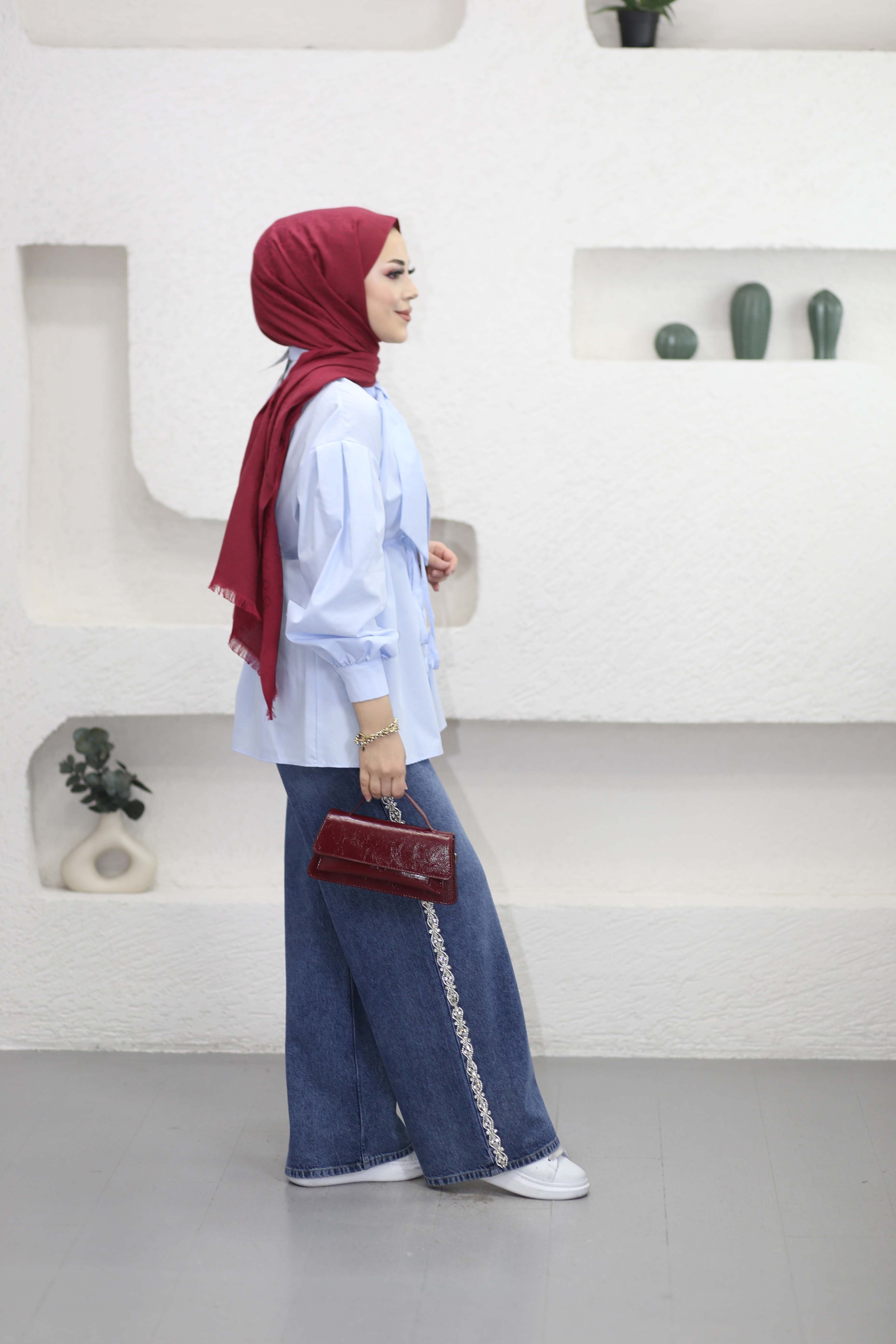 Yaka Detaylı Tasarım Gömlek Bebe Mavi 81270