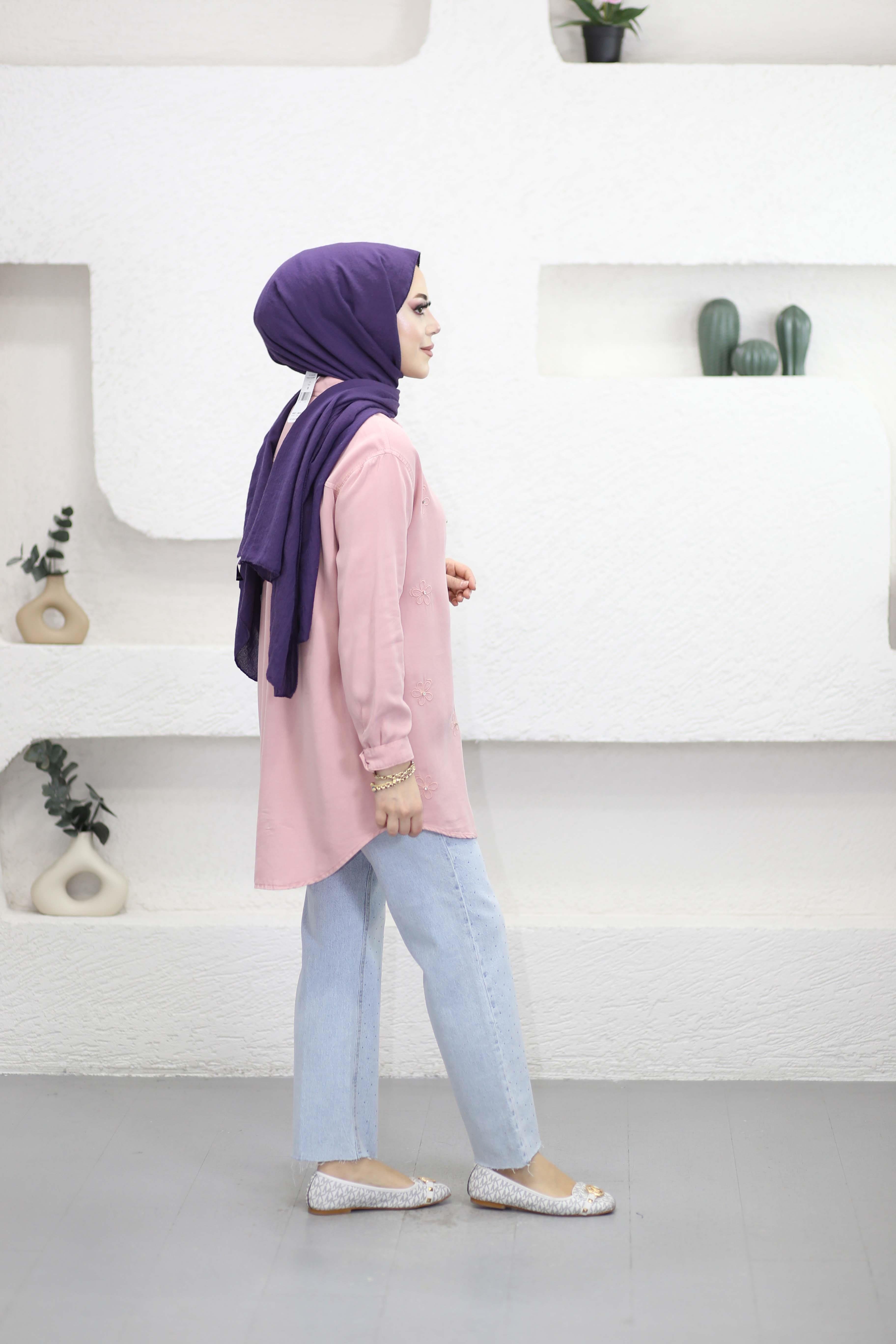 Papatya Tencel Gömlek Pudra 7418