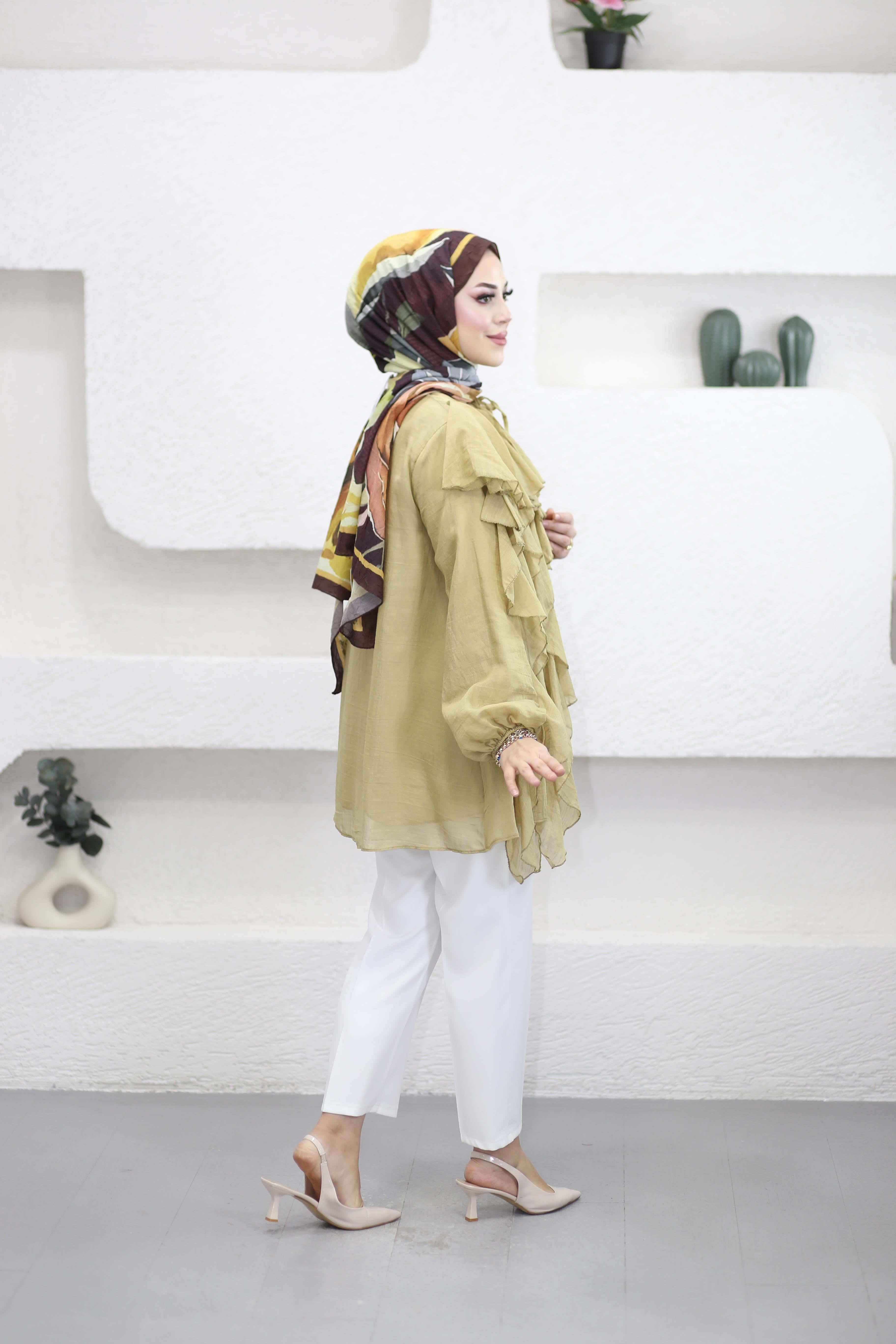 Şal Detaylı Gömlek Bordo 3244