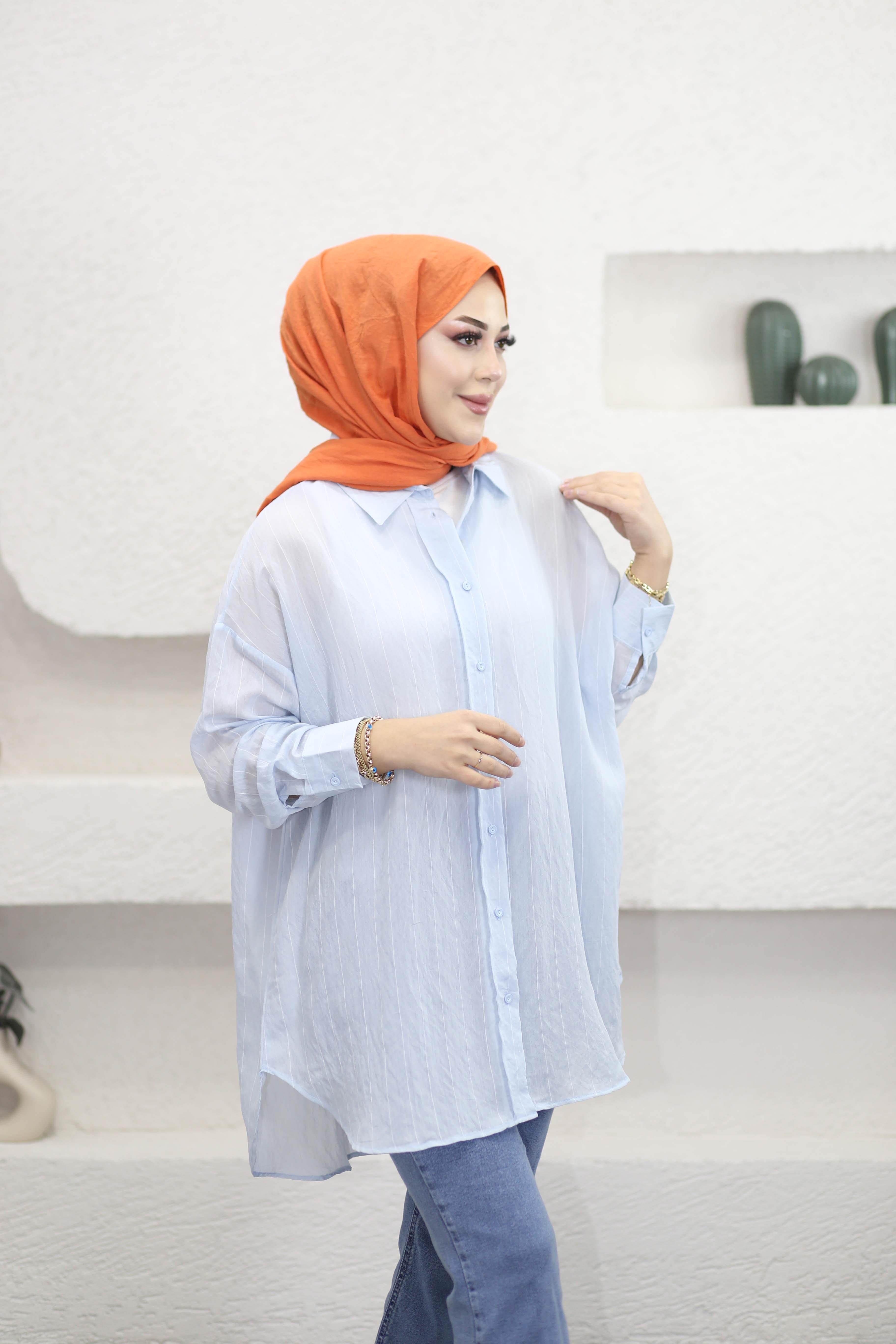 Vual Çizgili Gömlek Bebe Mavi 3259