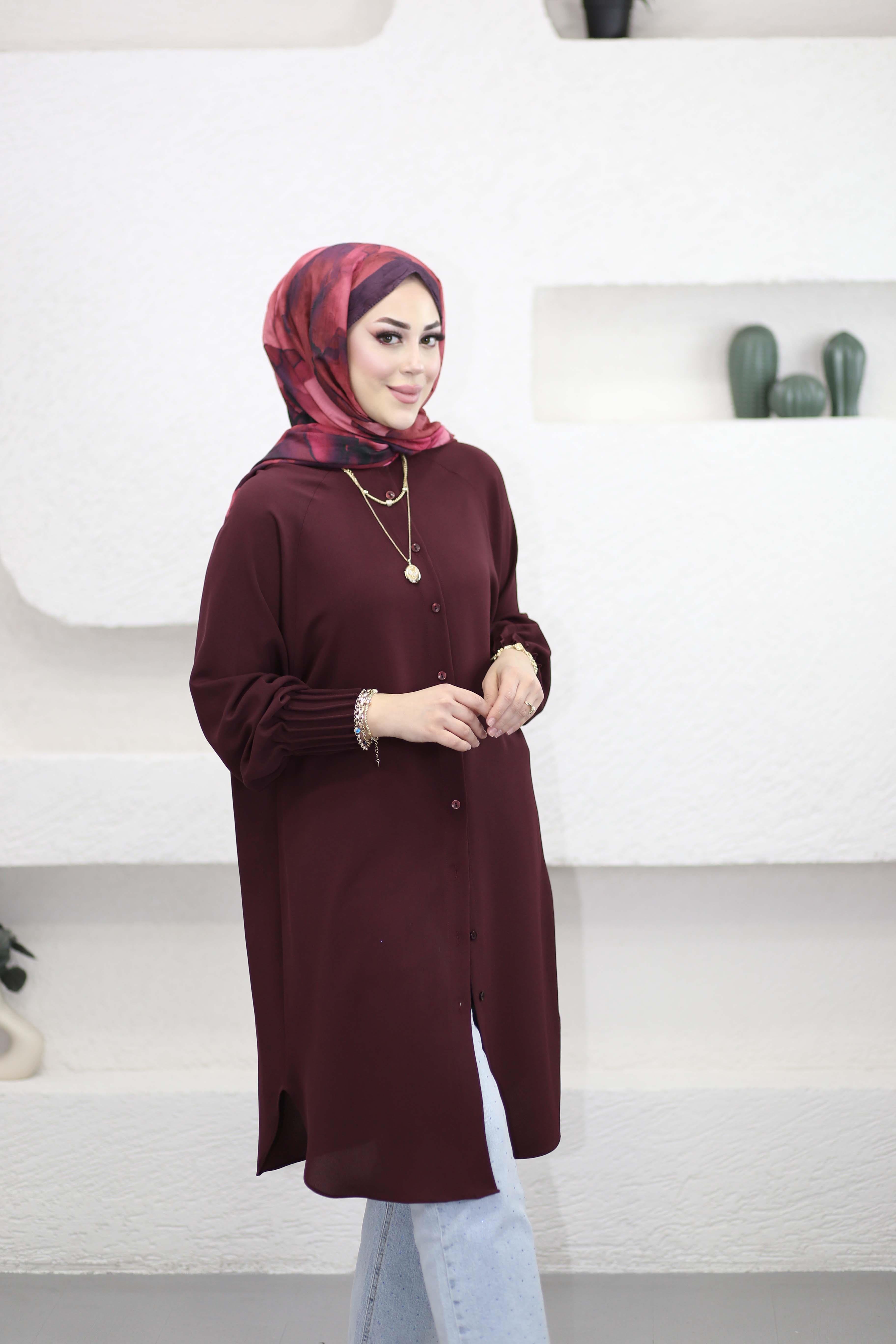 Kolları Nervüllü Tunik Bordo 1176