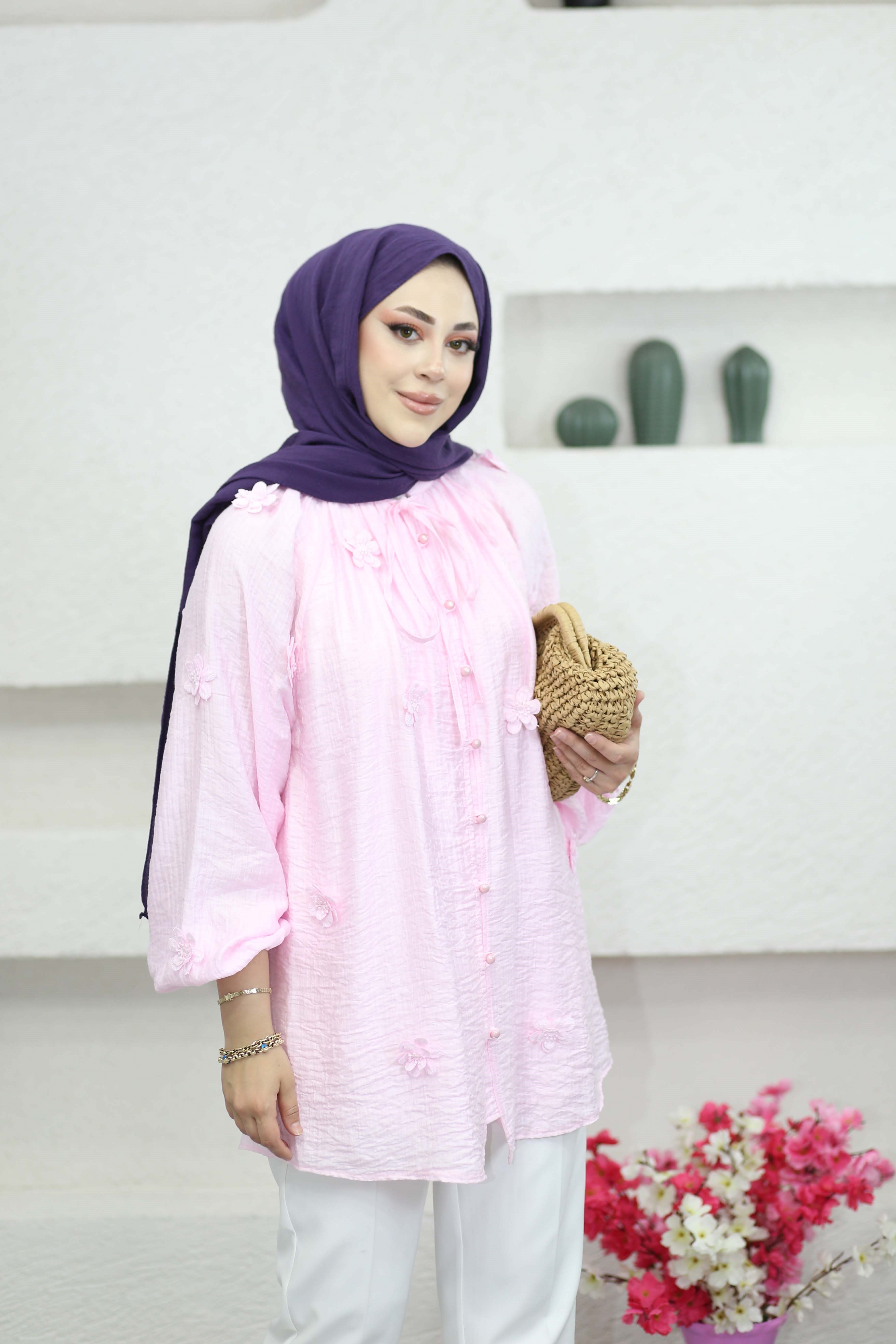 Papatya Detaylı Gömlek Pembe 170323
