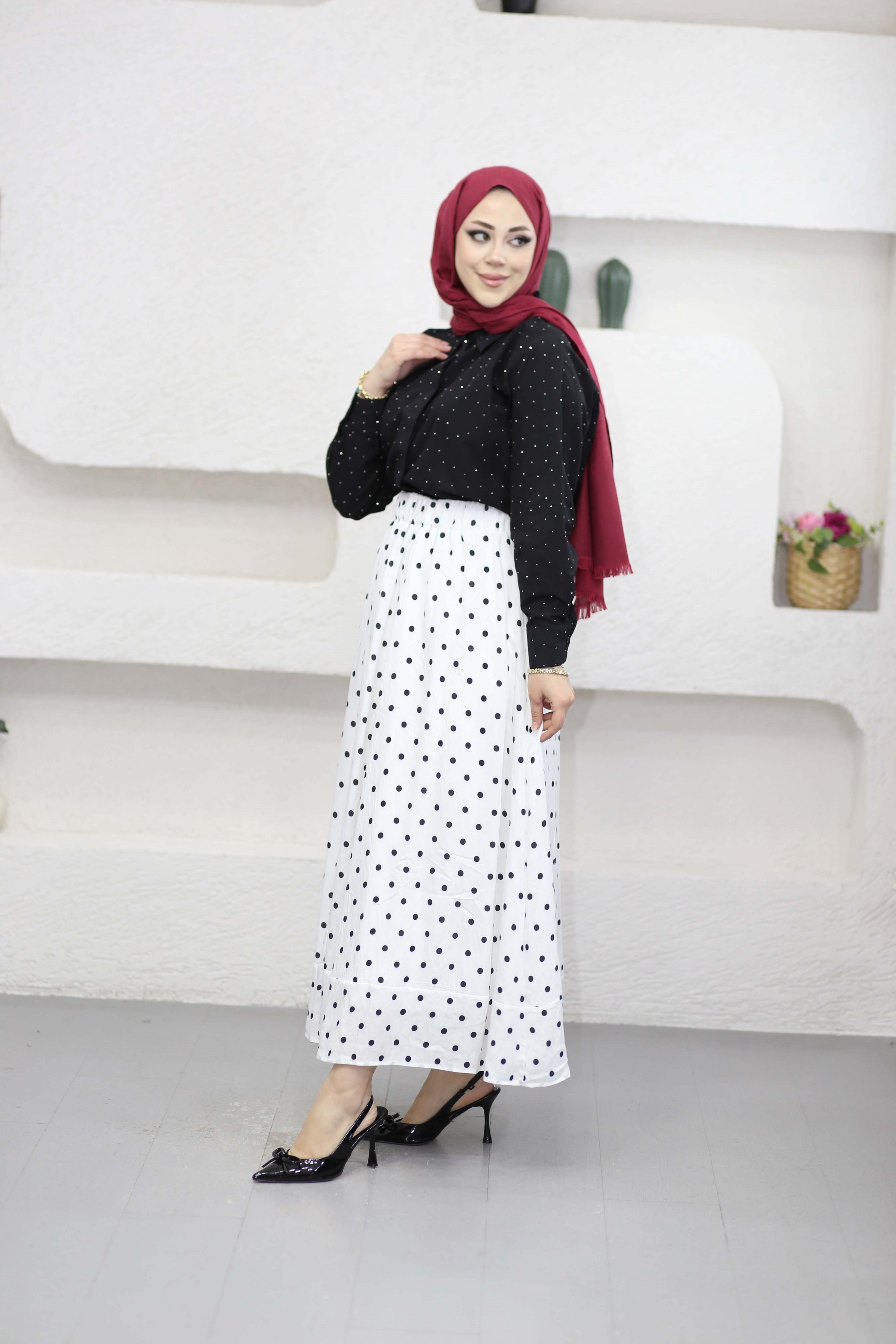 Taş Detaylı Gömlek Siyah 3367