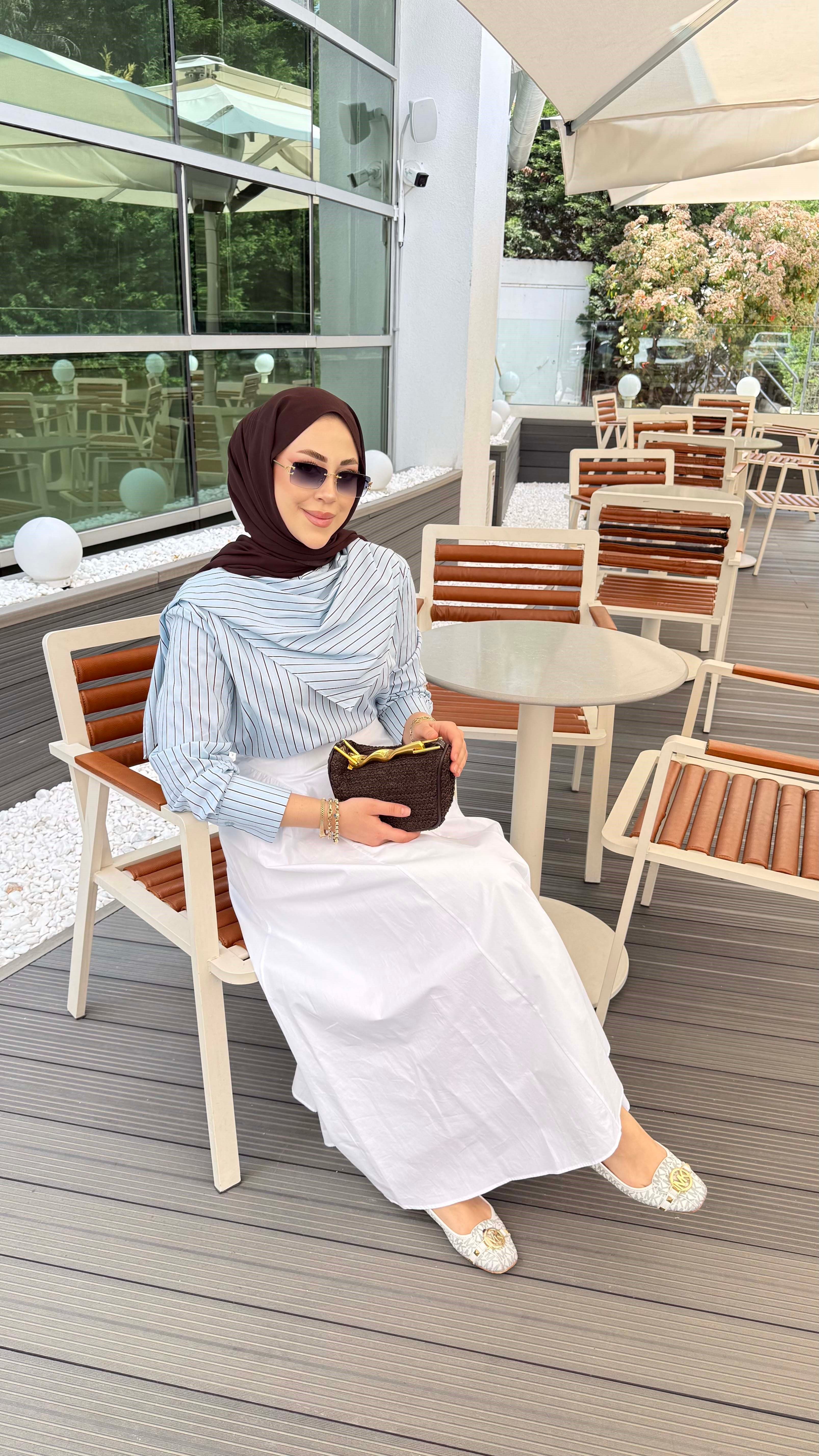 Yaka Fularlı Çizgili Tunik Bebe Mavi 26128