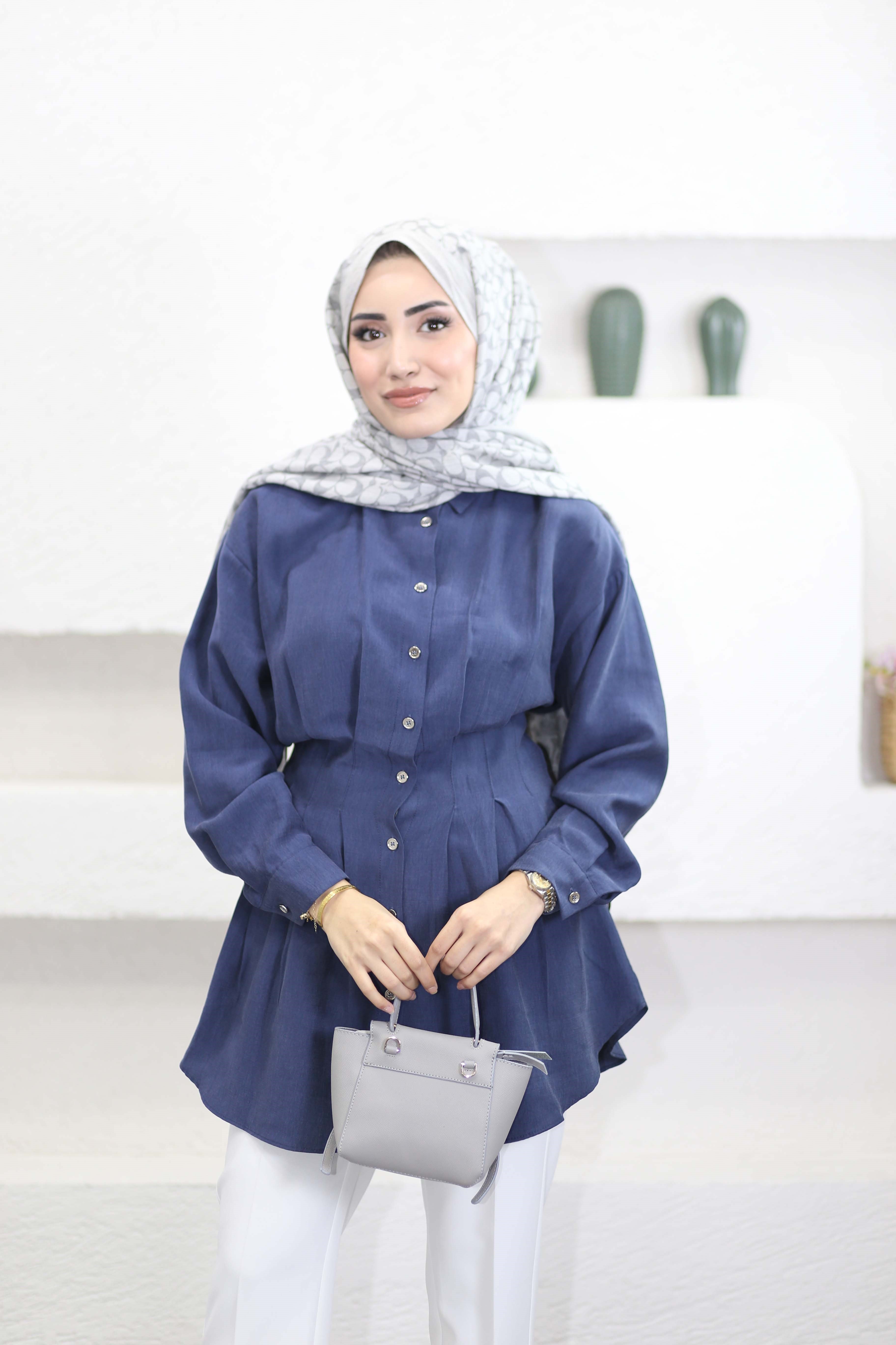Beli Pensli Twist Gömlek Lacivert 2126