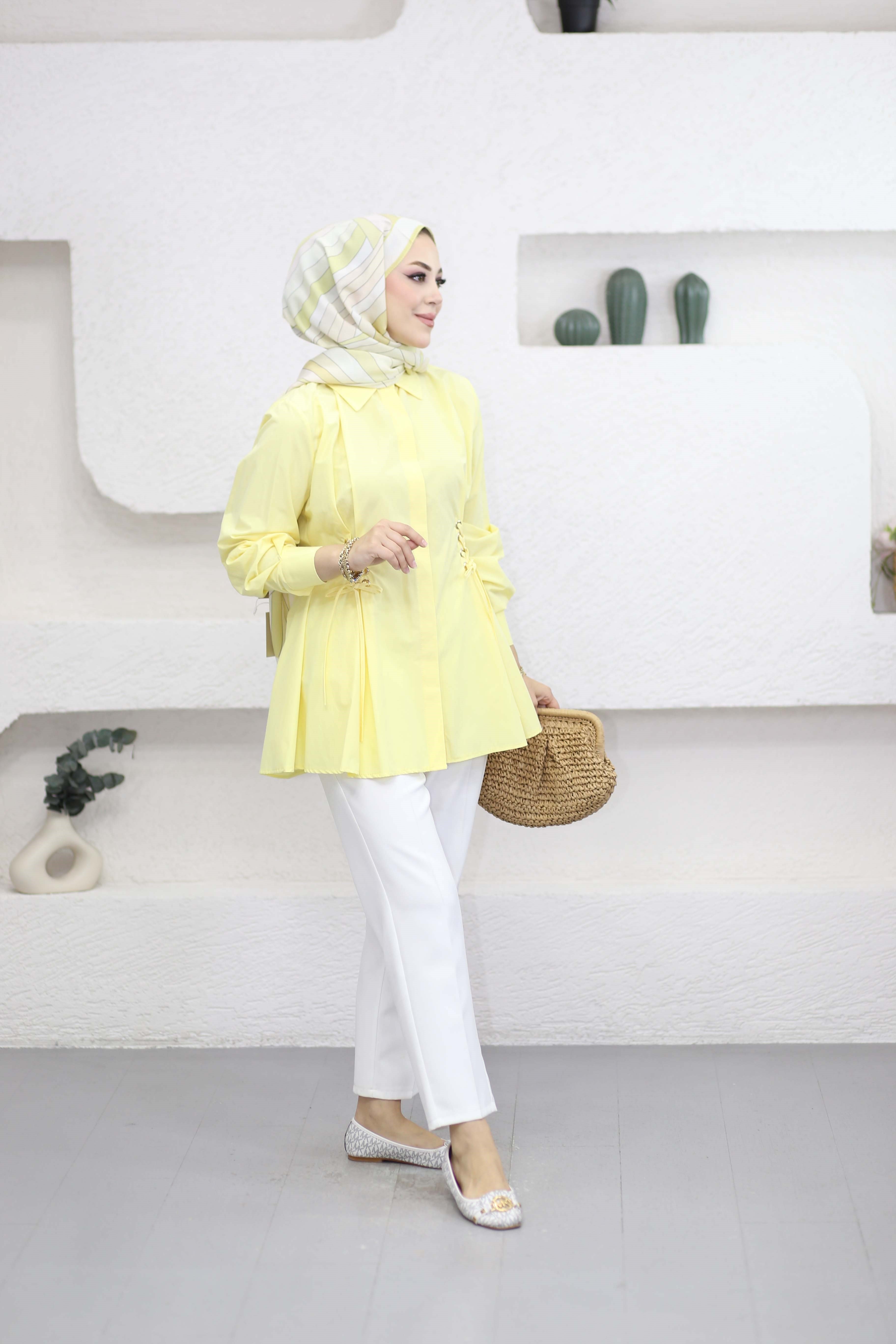Kuş Gözlü Gömlek Sarı 8036