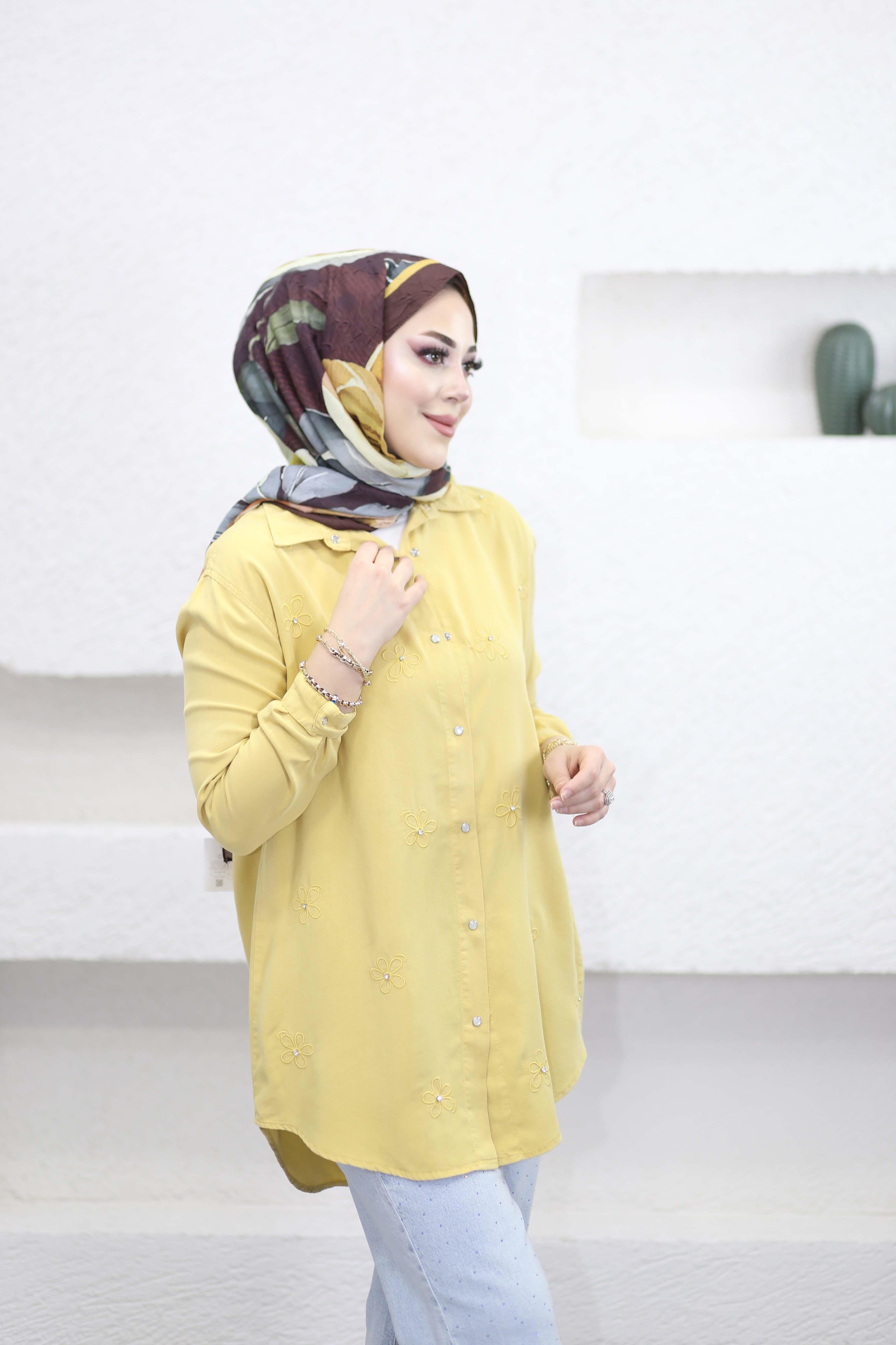 Papatya Tencel Gömlek Sarı 7418