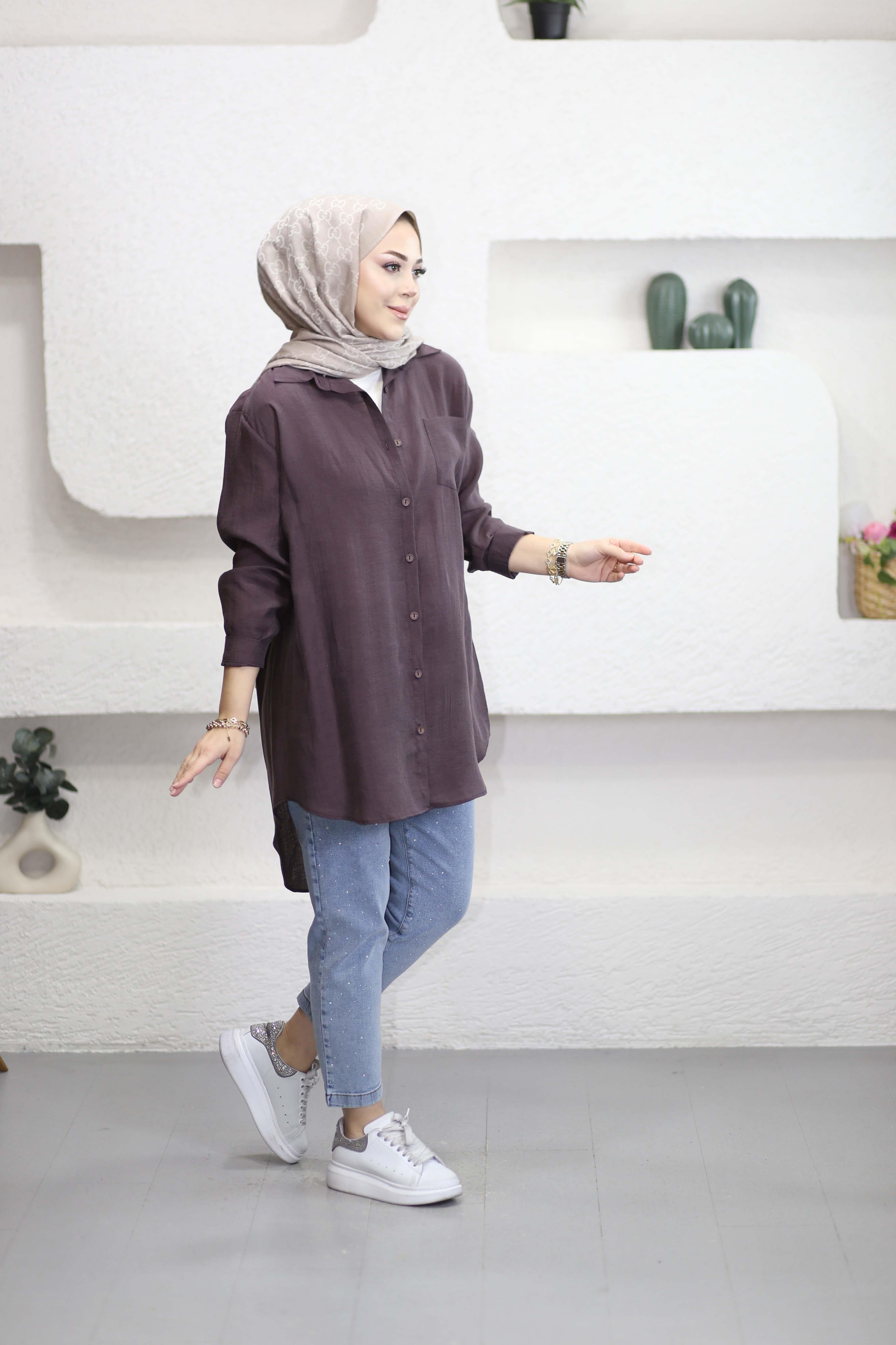 Düz Basıc Gömlek Mürdüm 4373