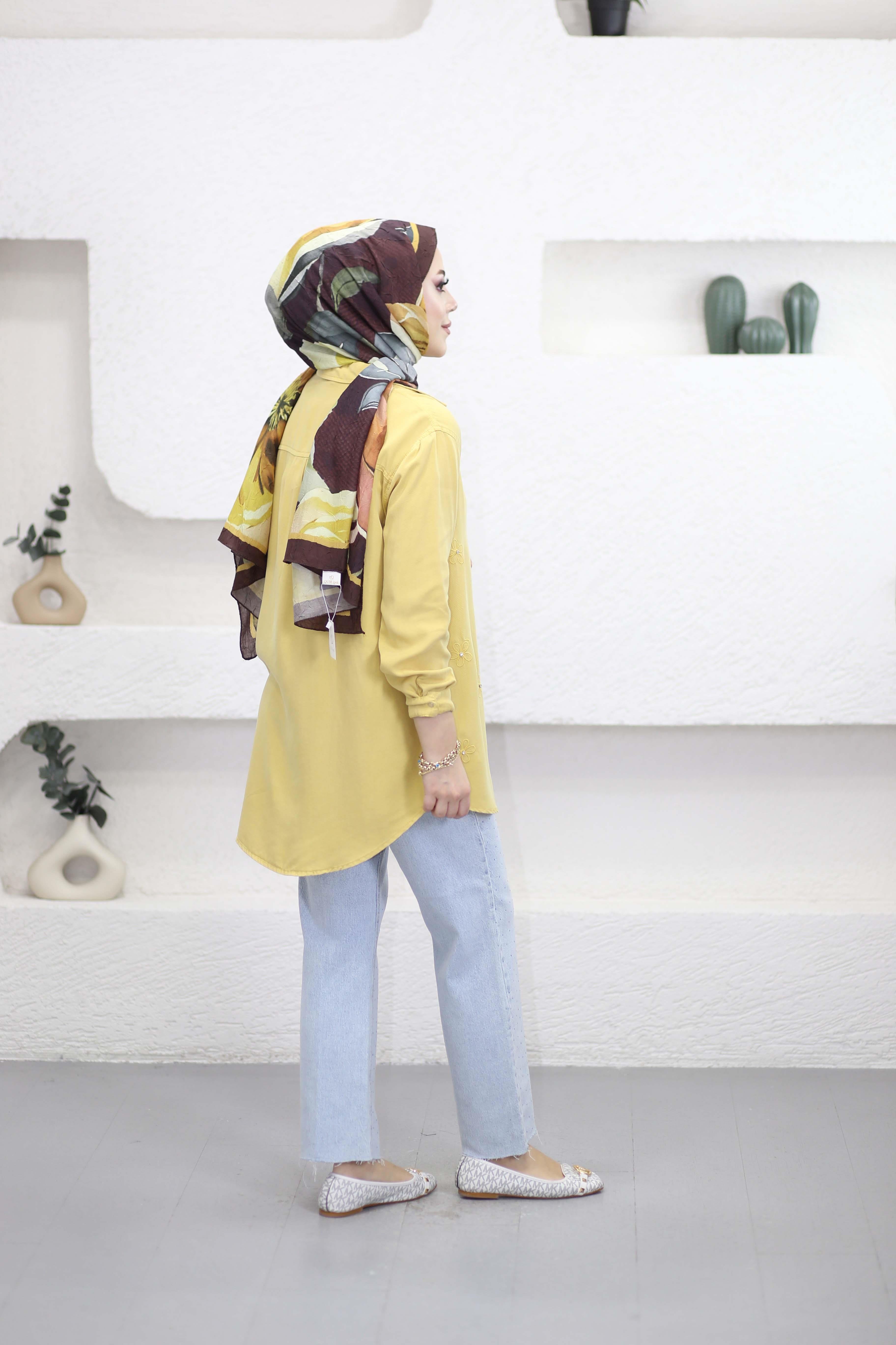 Papatya Tencel Gömlek Sarı 7418