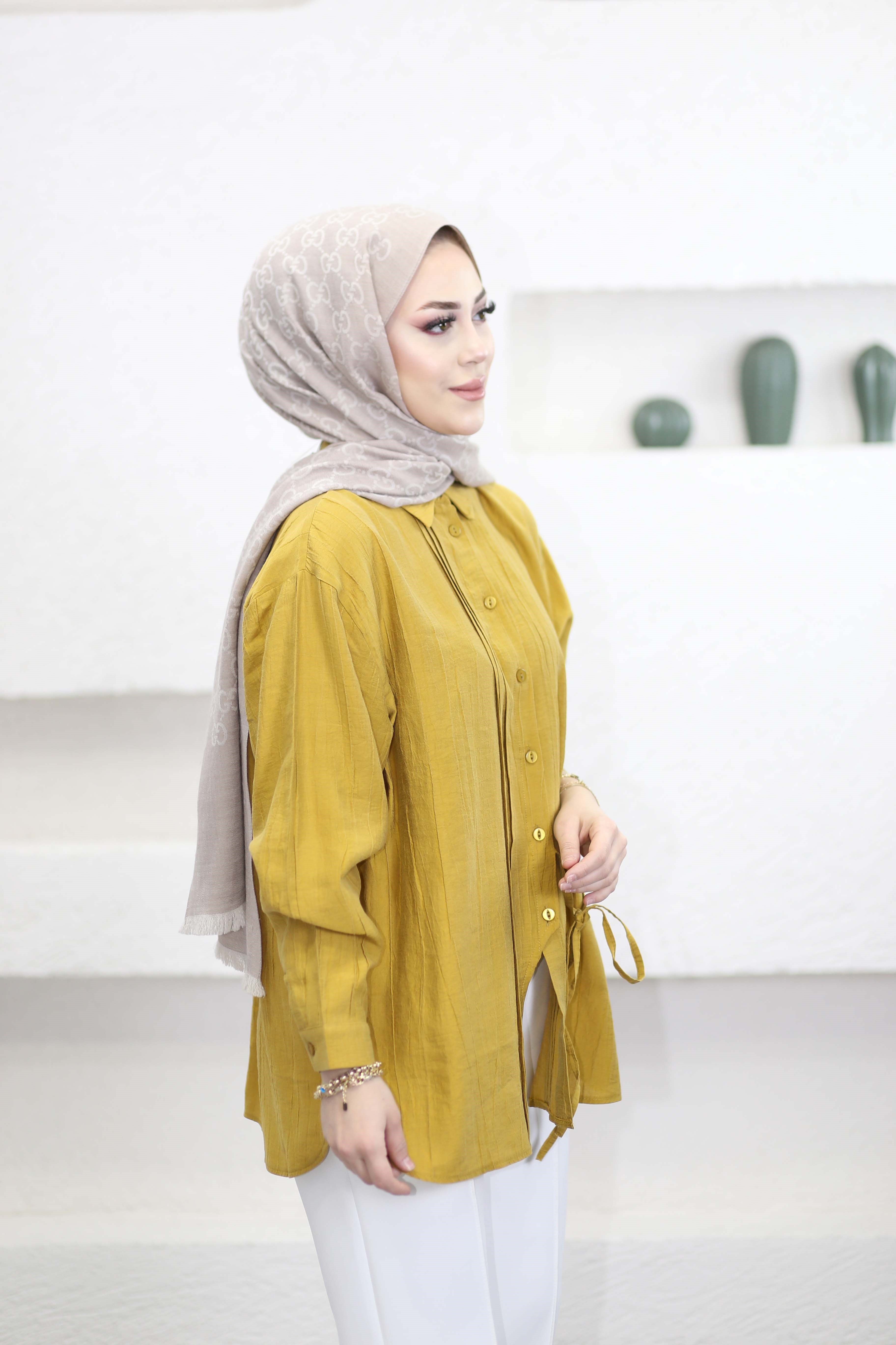Yan Bağlamalı Tunik Hardal 6209