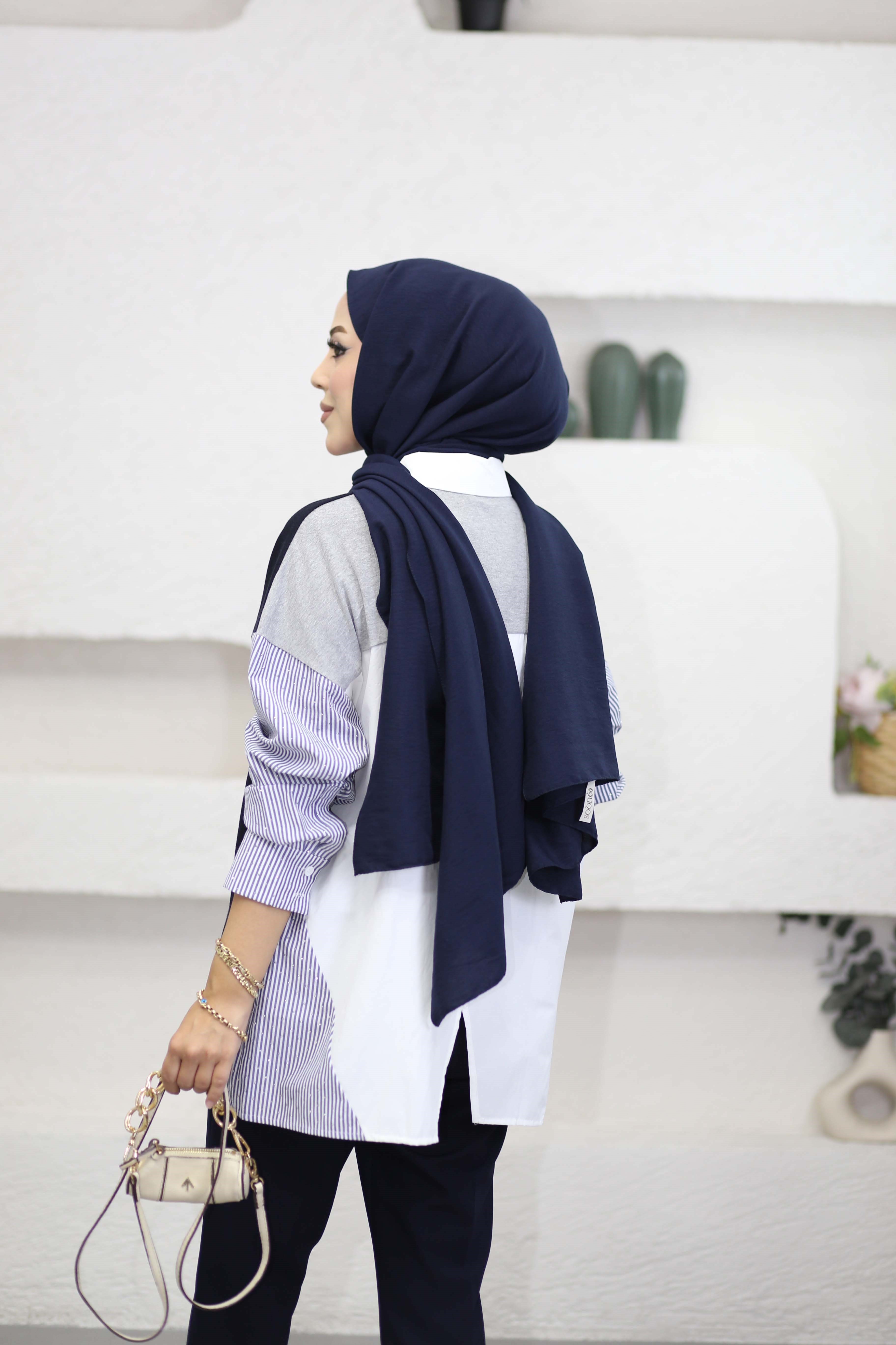 Taşlı İpkyl Gömlek Mavi 5799