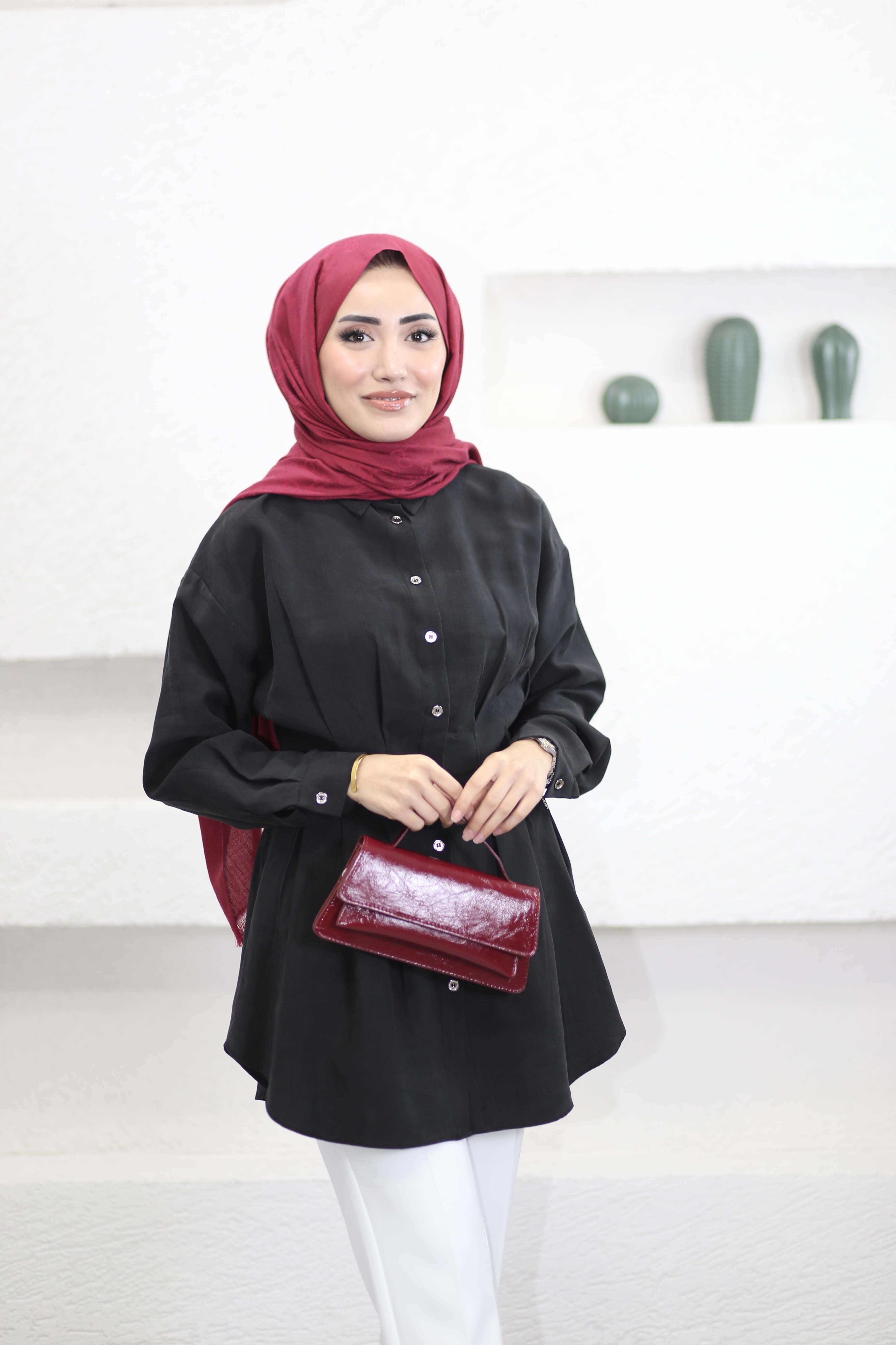 Beli Pensli Twist Gömlek Siyah 2126